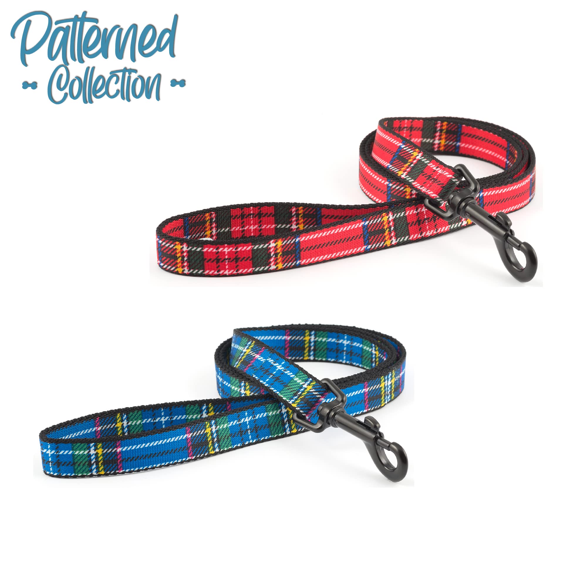 Ancol Nylon Tartan Red Lead - 1m Length, 19mm Width 2