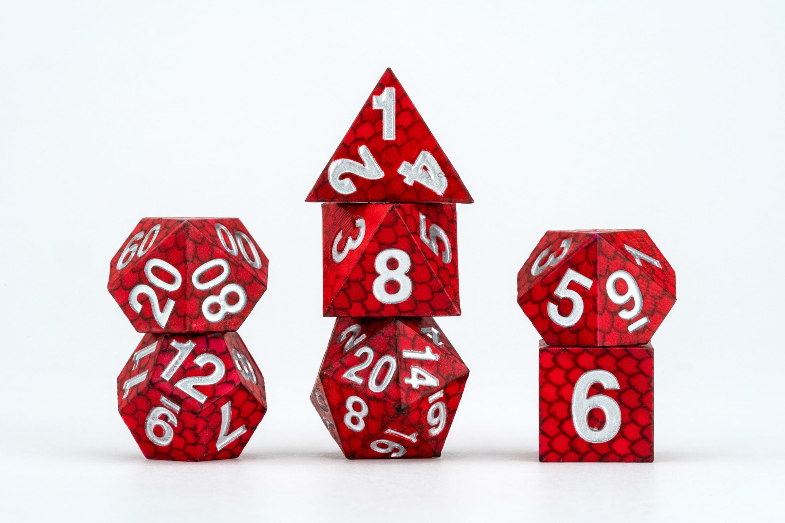 Metallic Dice Games FanRoll Dragon Storm Silicone Dice Set - 7 Pieces | Red Dragon Scales 6