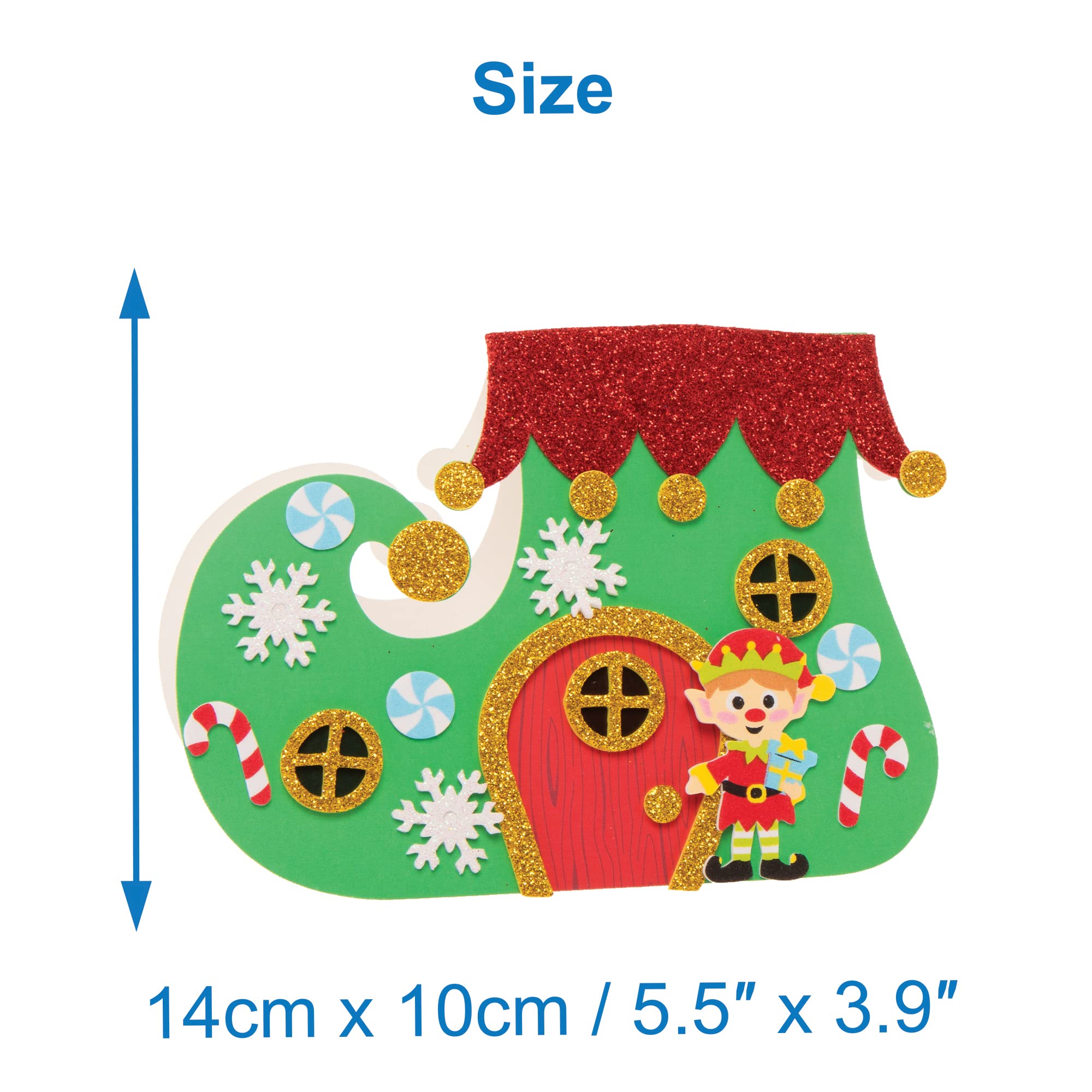 Baker Ross FE968 Christmas Elf Boot Card Kits - Pack of 6 Craft Kits for Kids 2