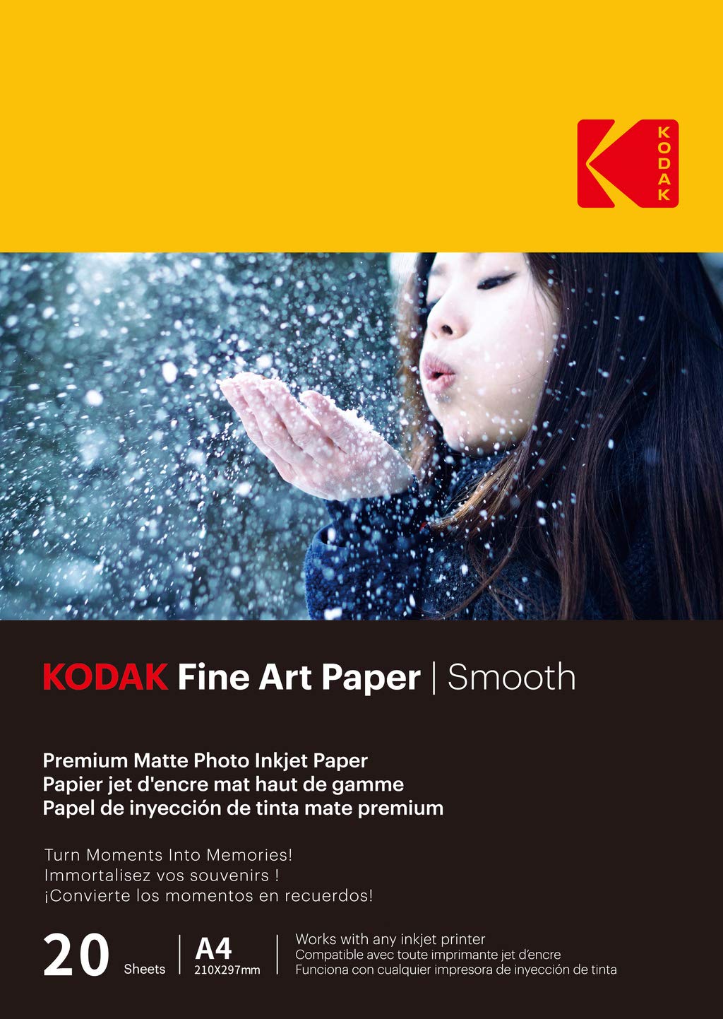 KODAK Fine Art Matte Photo Paper - 20 Sheets A4, 340g/m² Inkjet Compatible