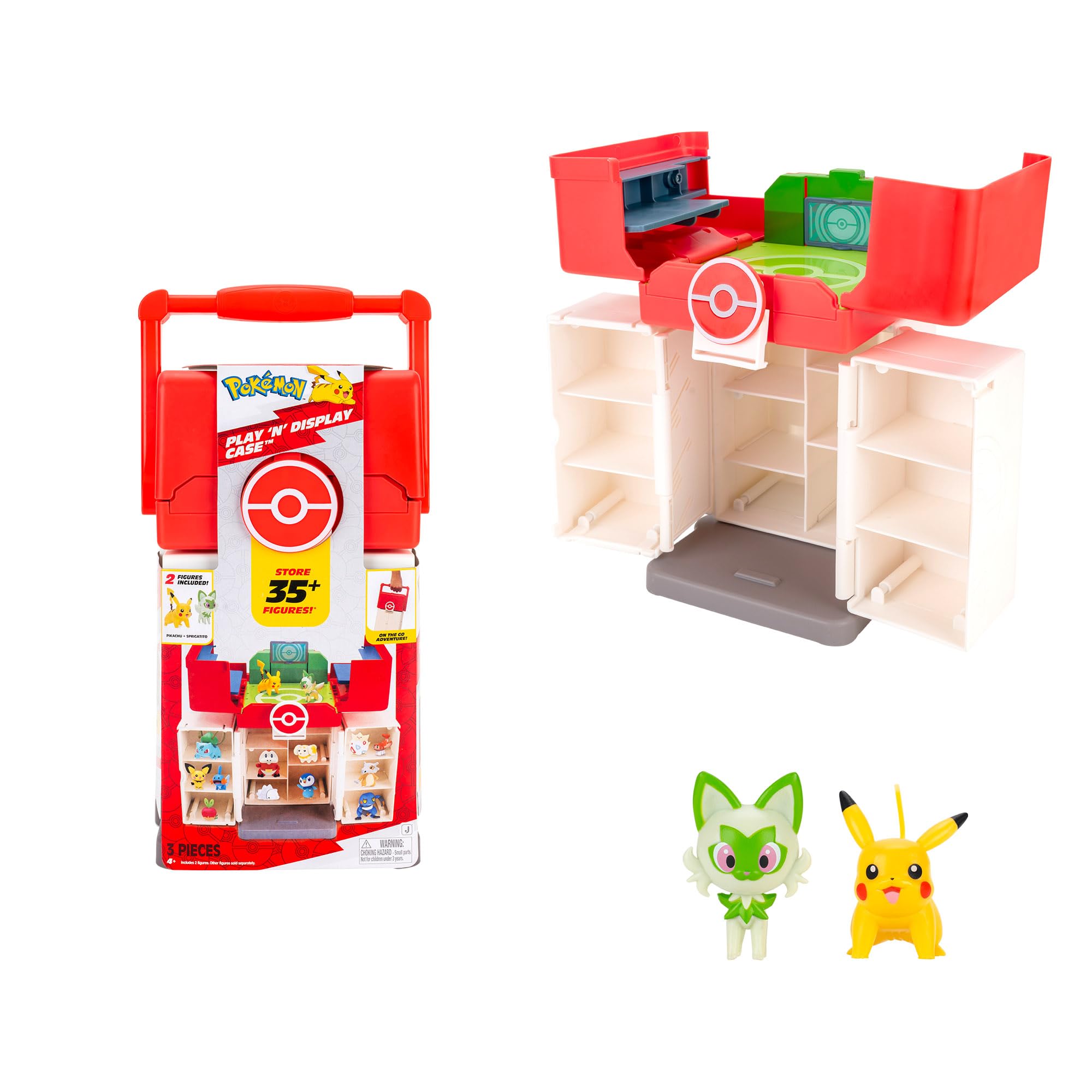 Pokémon Play ‘N’ Display Case - Multi-Level Storage with Rooftop Arena & 2 Battle Figures 10