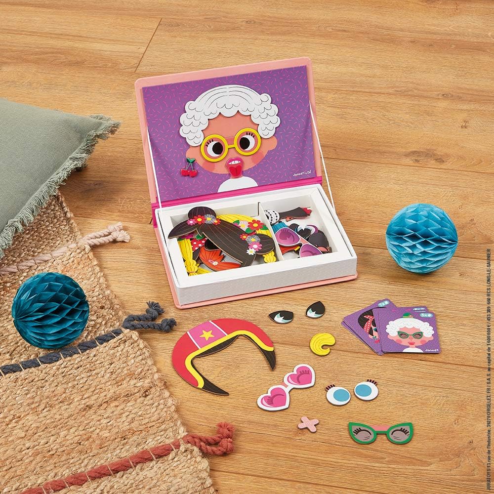 Janod Magnéti'book Girl's Crazy Faces - Magnetic Educational Game for Ages 3-8 8