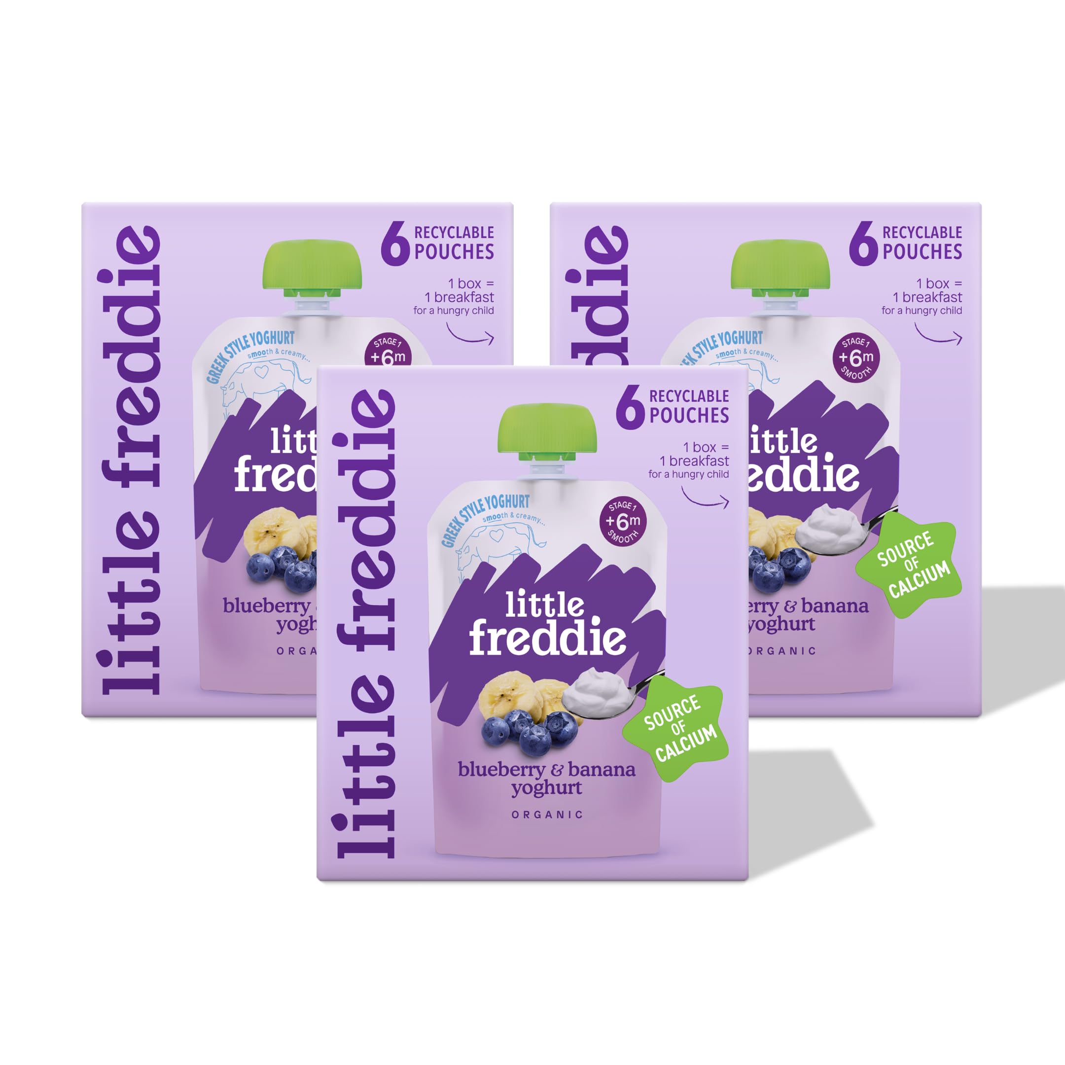 Little Freddie Organic Blueberry & Banana Yoghurt Pouches - 18 x 100g Bundle 1