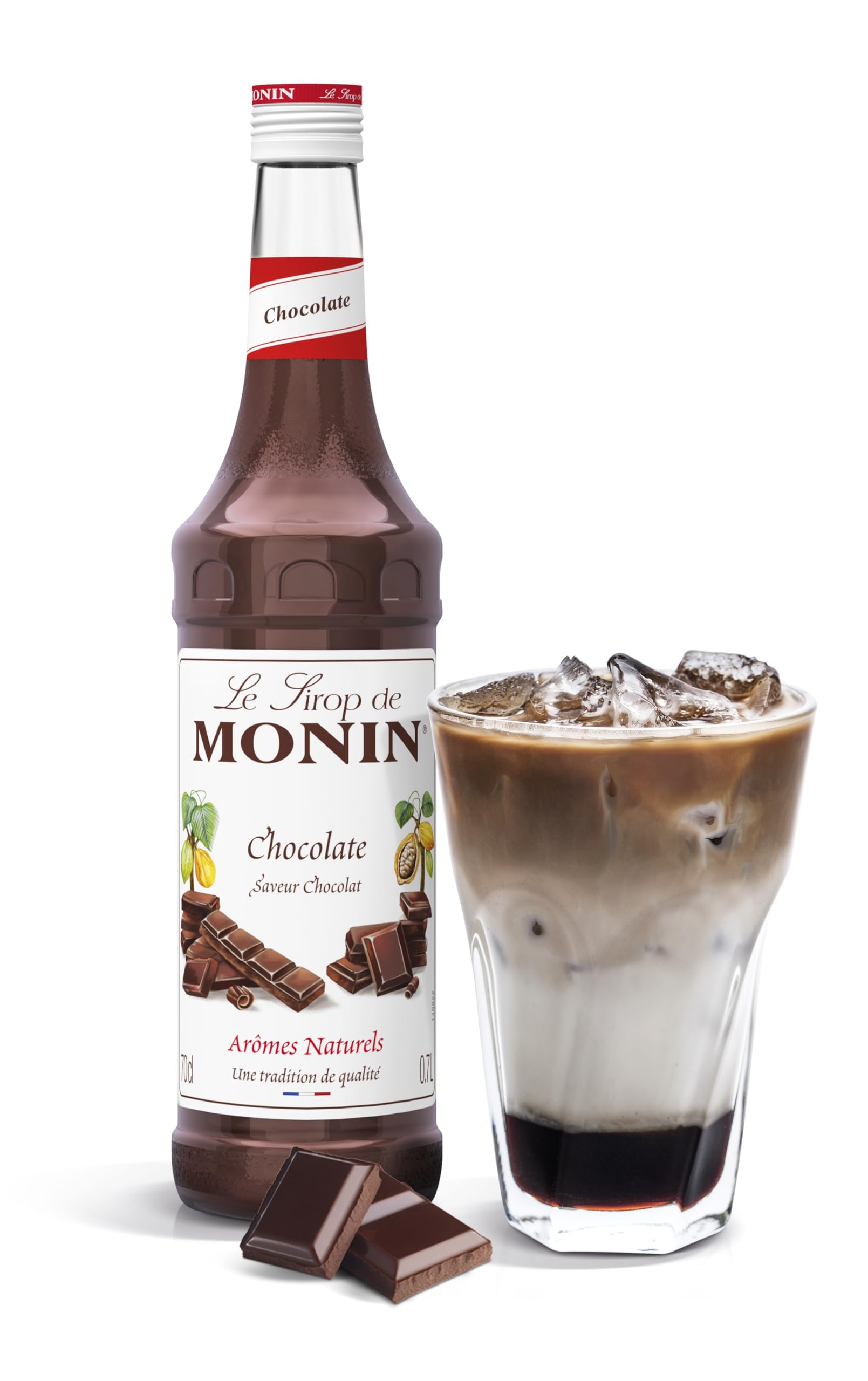 Monin Premium Chocolate Syrup - Rich Cacao Flavor | 700ml Glass Bottle 2