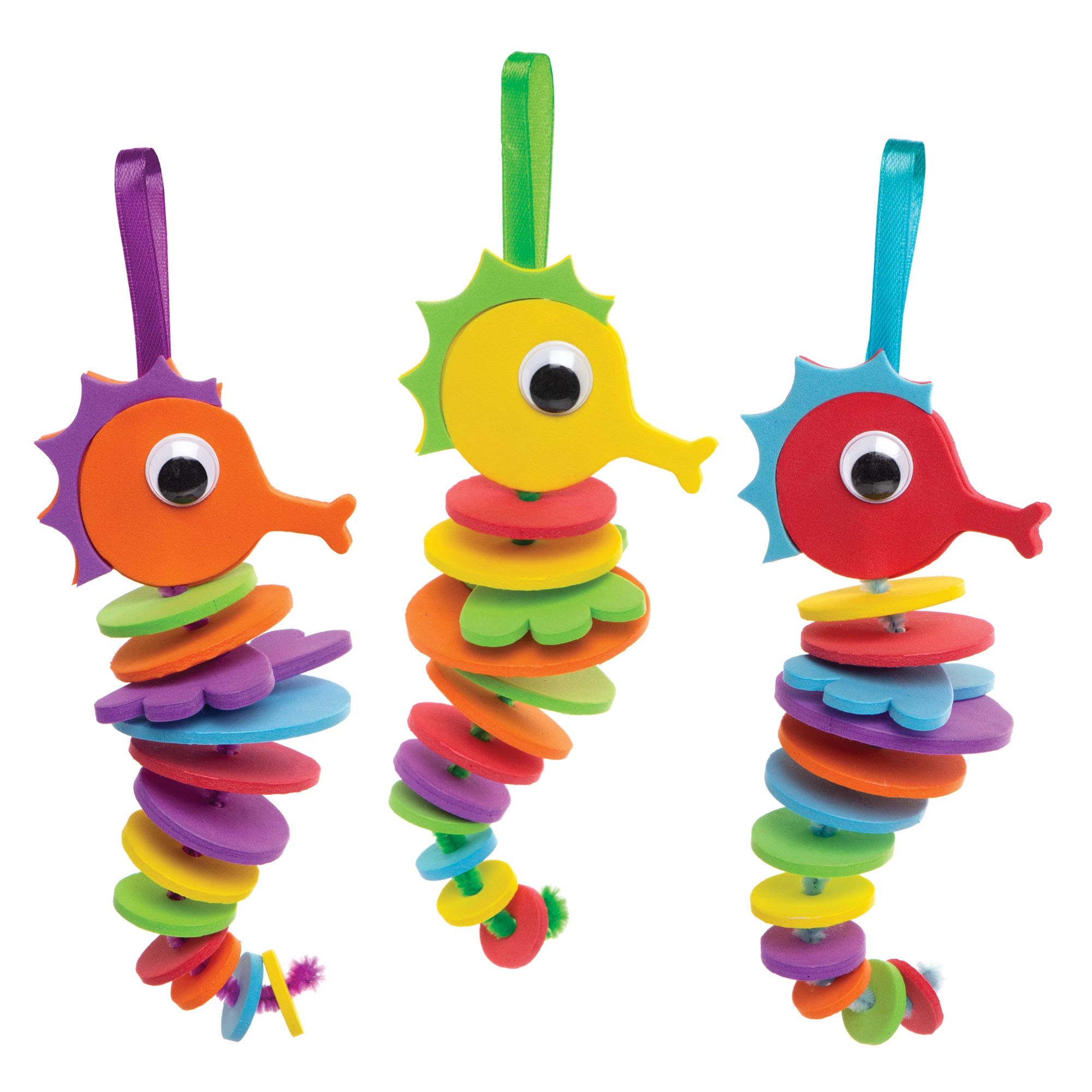 Baker Ross Seahorse Stacking Craft Kit - Mess-Free Fun for Kids | Pack of 6 | 13cm Finished Size 4