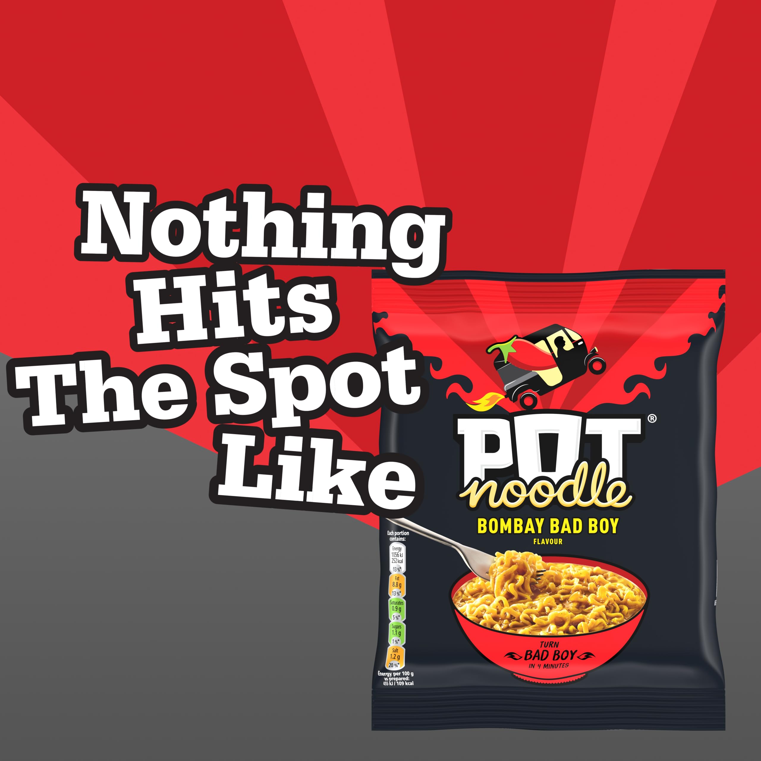 Pot Noodle Bombay Bad Boy Instant Noodles Block with Sauce and Seasoning | 2 Servings 5