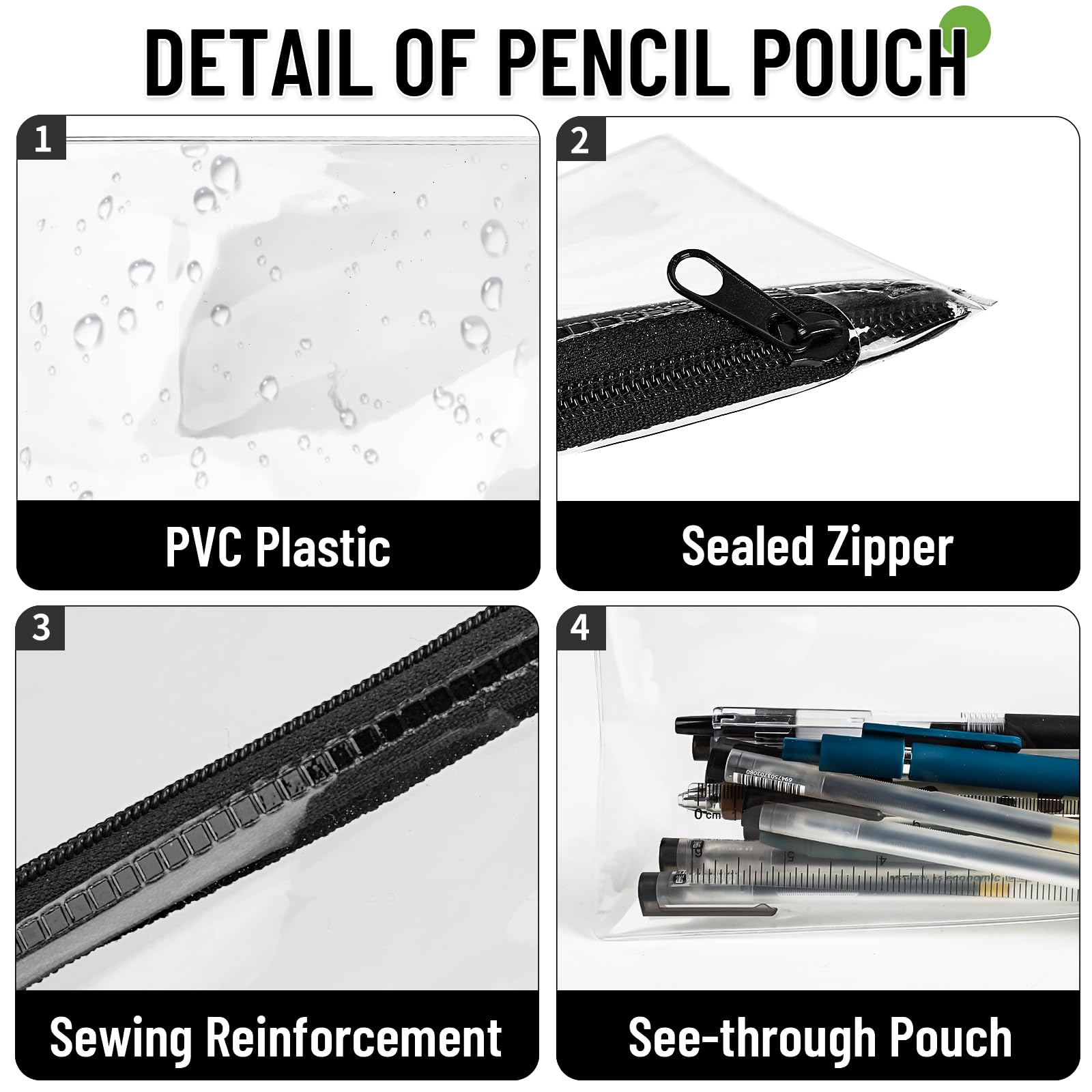 MOXYOY Clear Pencil Case for Exams - 3PCS Transparent PVC Pouch | Waterproof & Foldable | 21.5cm x 12.2cm 4
