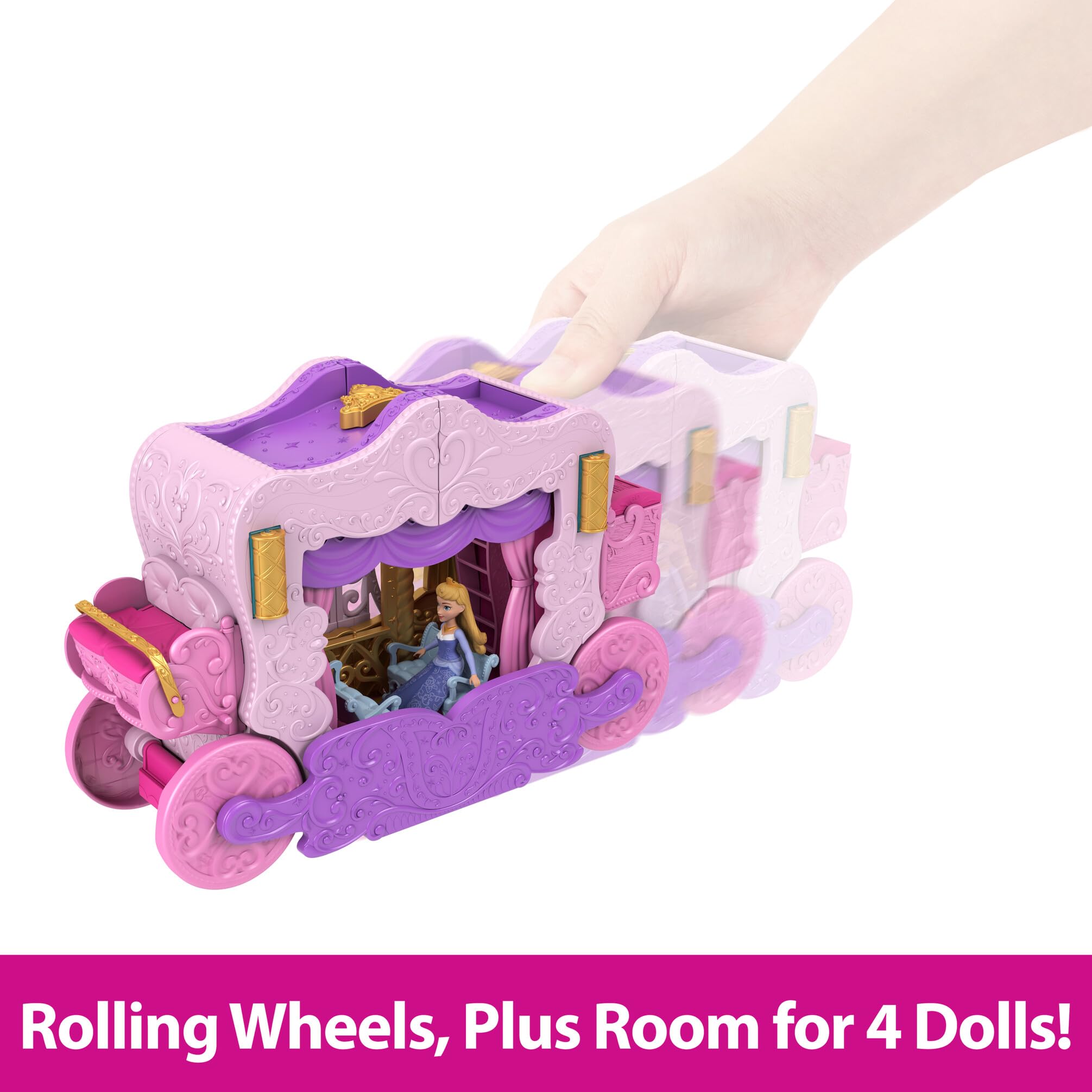 Mattel Disney Princess Carriage to Castle Transforming Playset with Aurora Doll, 3 Levels, 6 Play Areas, HWX17 4