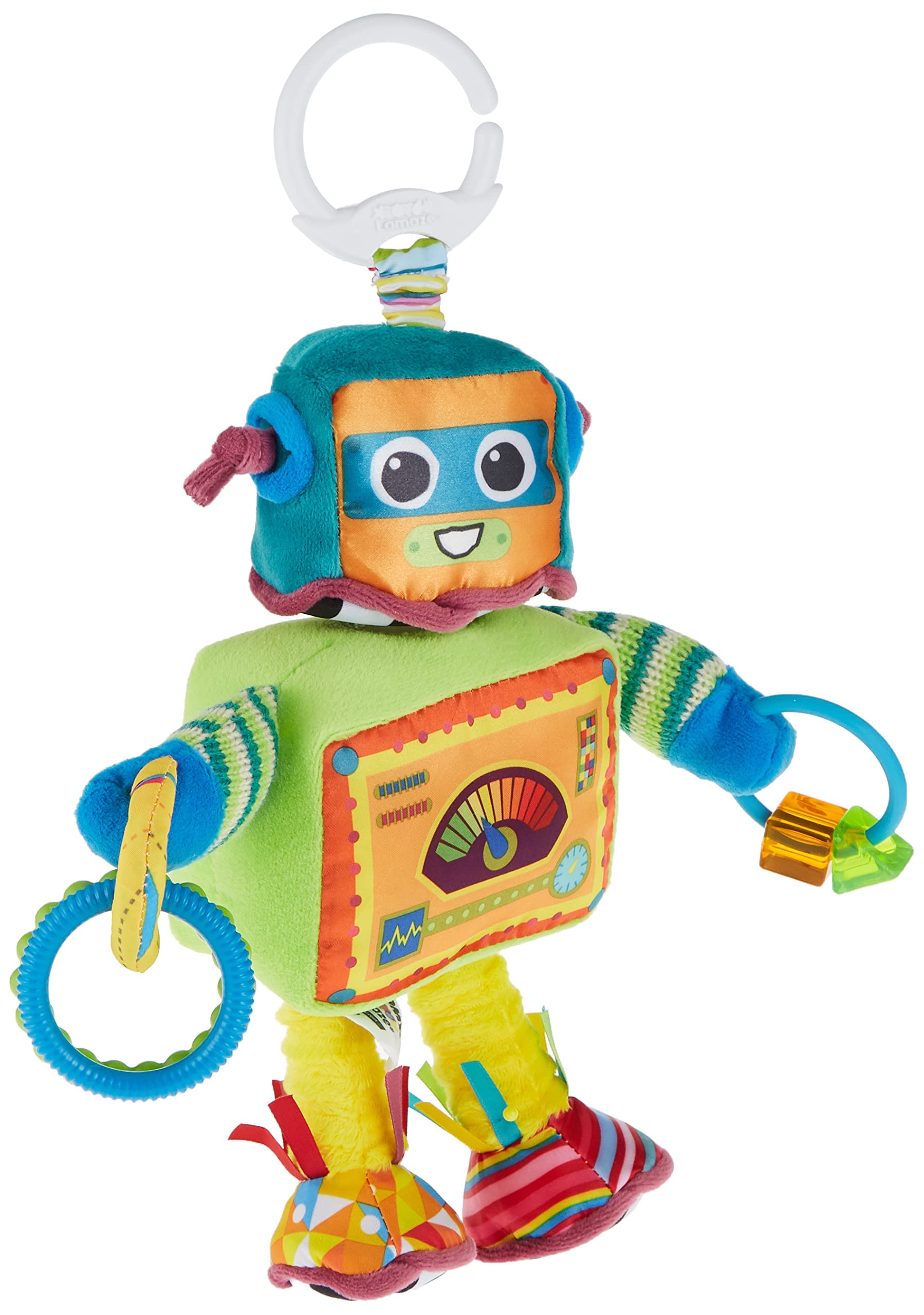 Lamaze Rusty der Roboter – Sinnesspielzeug für Babys von 0–6 Monaten mit drehbarem Kopf und Clip 6