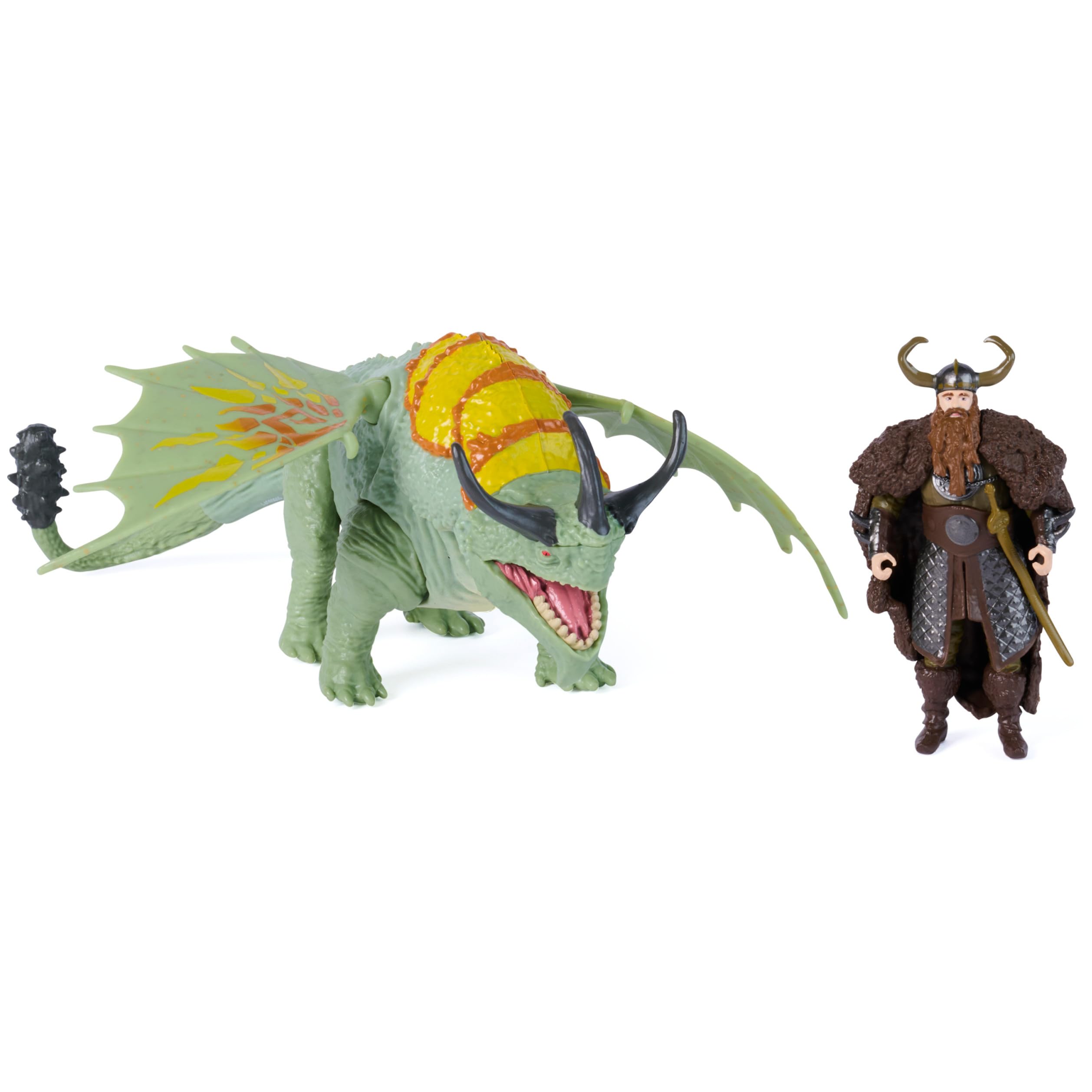 Spin Master Dreamworks Dragons Rumblehorn & Stoick Action Figure Set | 3-inch Viking, 10-inch Dragon | Ages 4+