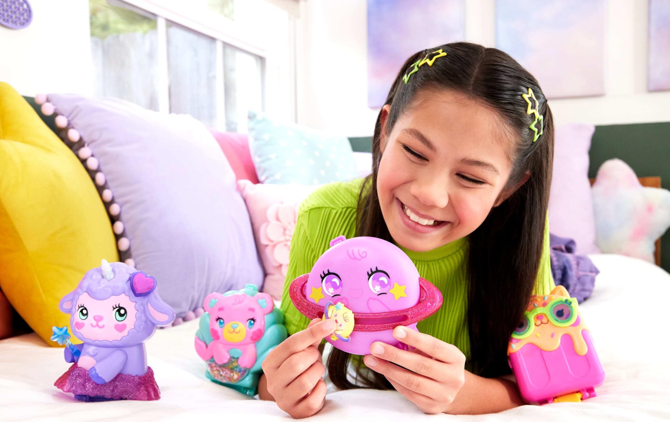 Polly Pocket Cozy Dreamland Lamb Compact Playset - Purple with Micro Doll & Unicorn Pet, Ages 4+ 2