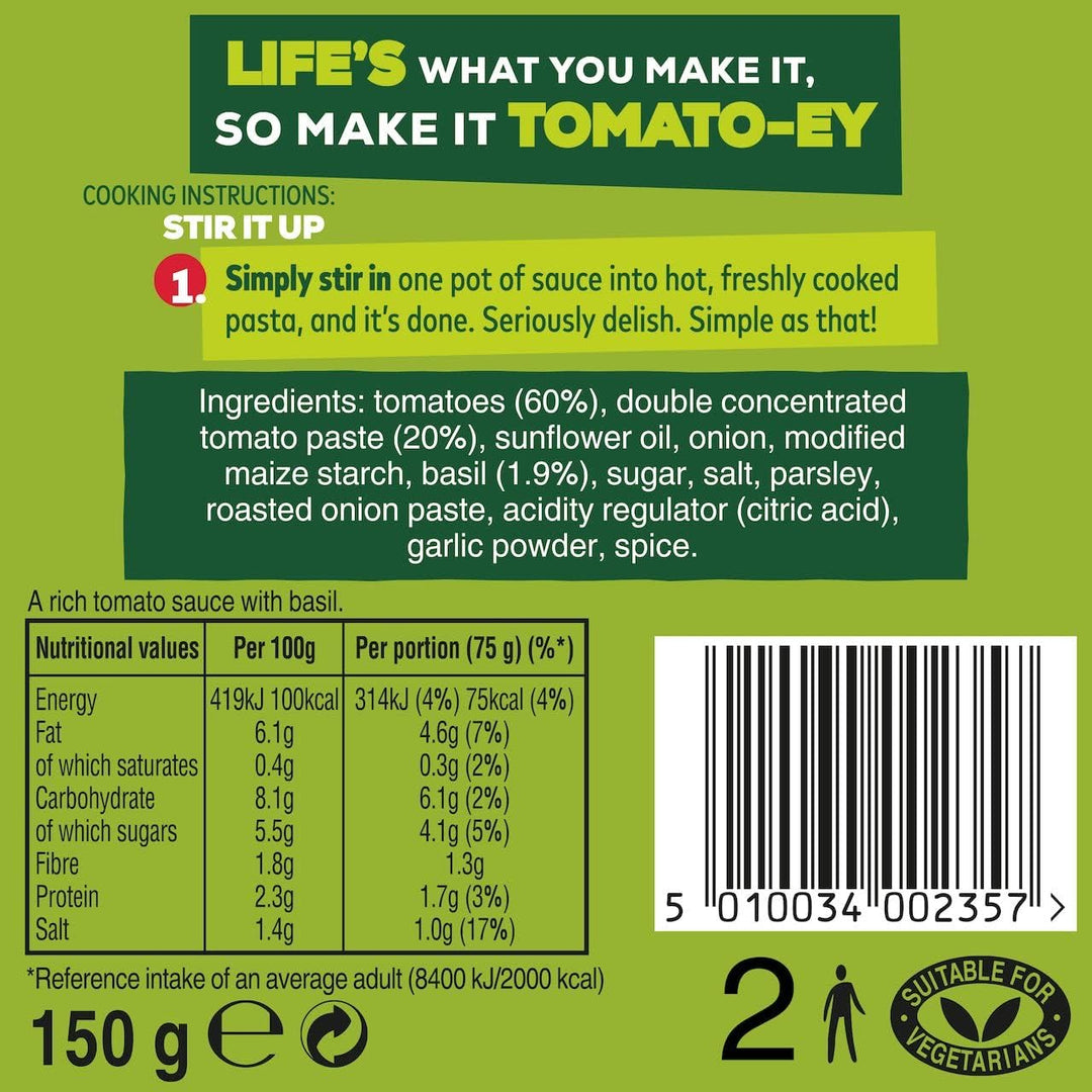 Dolmio Stir-In Tomato and Basil Pasta Sauce, 7 x 150g Multipack