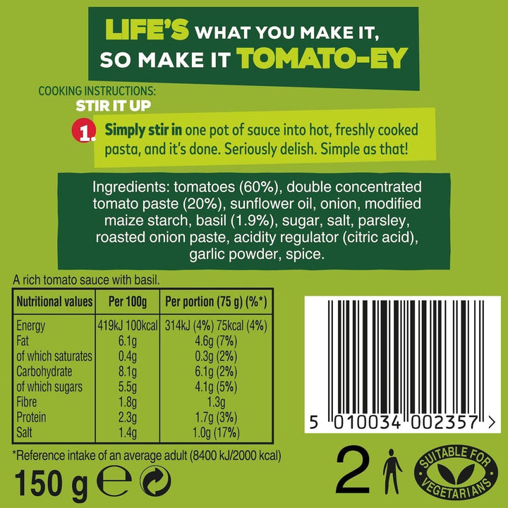 Dolmio Stir-In Tomato and Basil Pasta Sauce, 7 x 150g Multipack