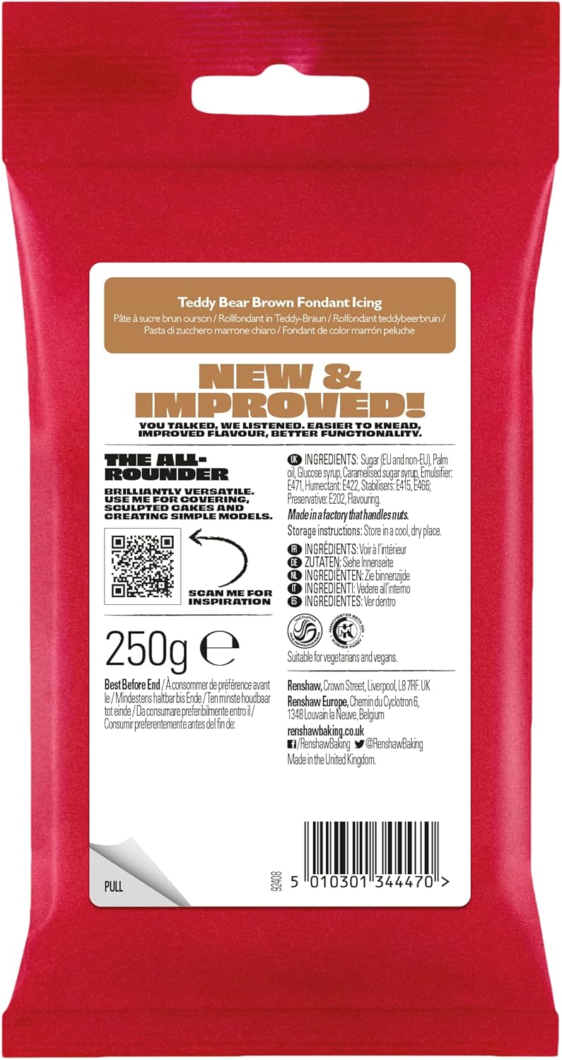 Renshaw - Teddy Bear Brown Ready to Roll Fondant Icing (250g)