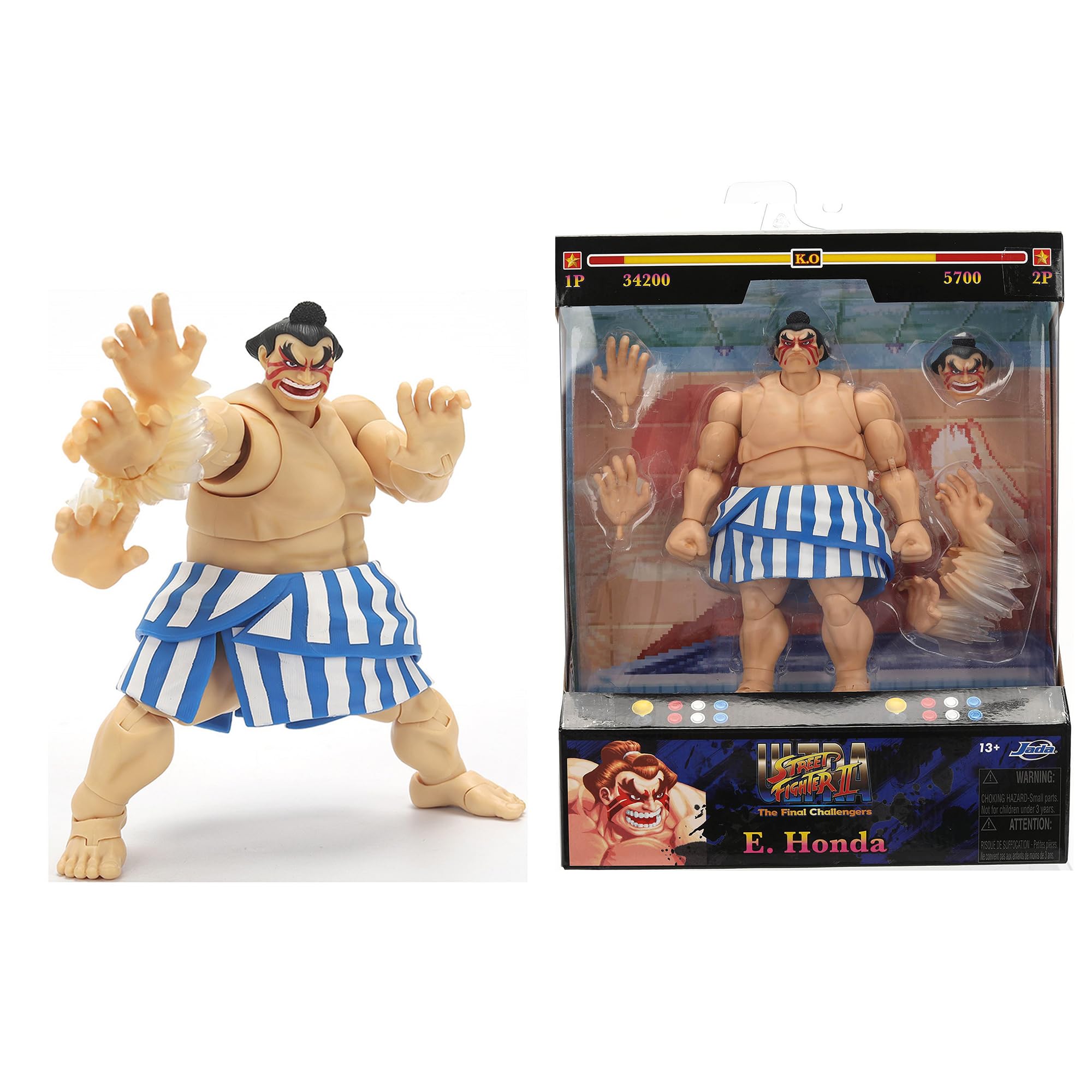 Jada Street Fighter II E. Honda Action Figure - 16 cm Tall, Fully Articulated, Collector Packaging 1