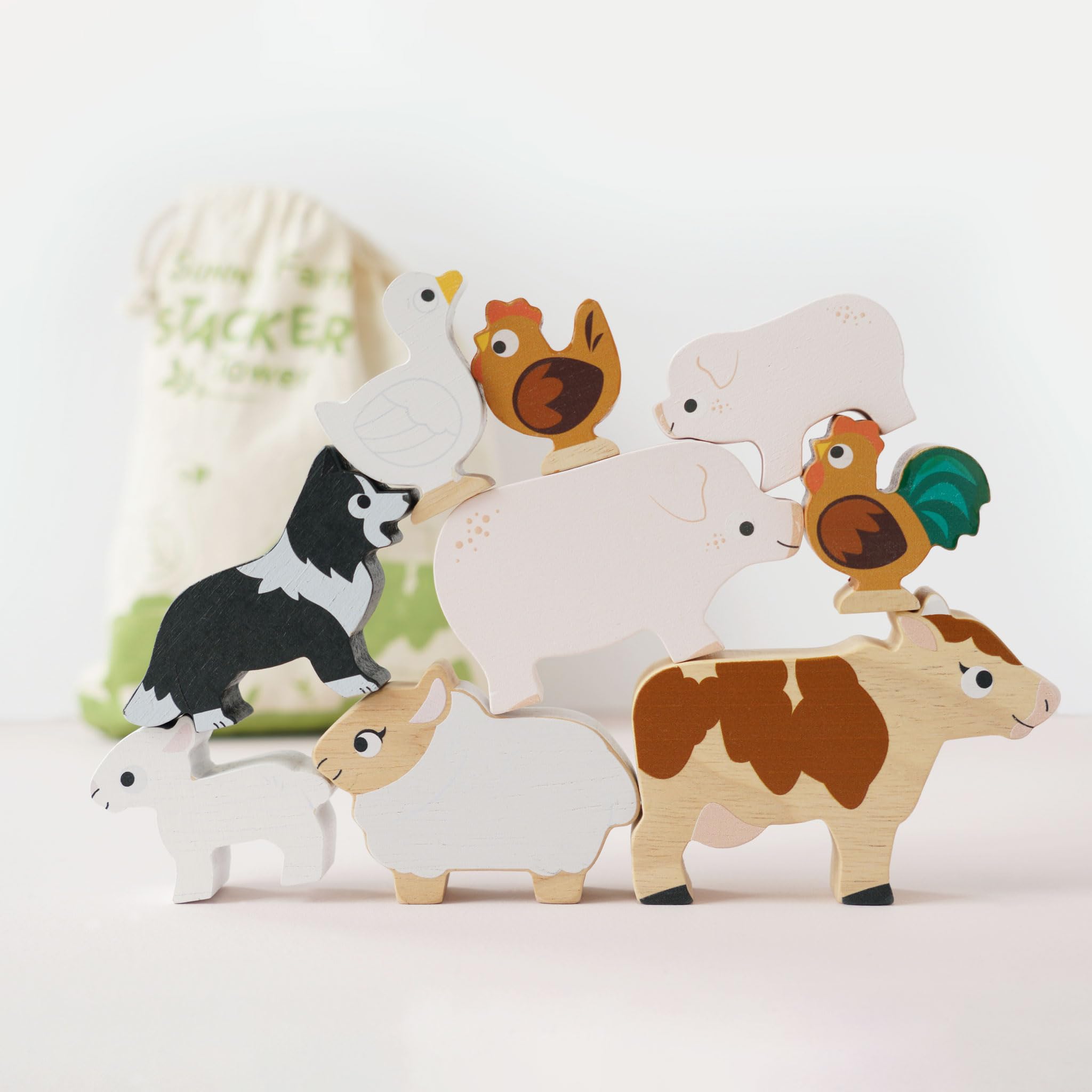 Le Toy Van Farm Animals Wooden Stacking Toy PL141 | Ages 18 Months+ | 9 Pieces