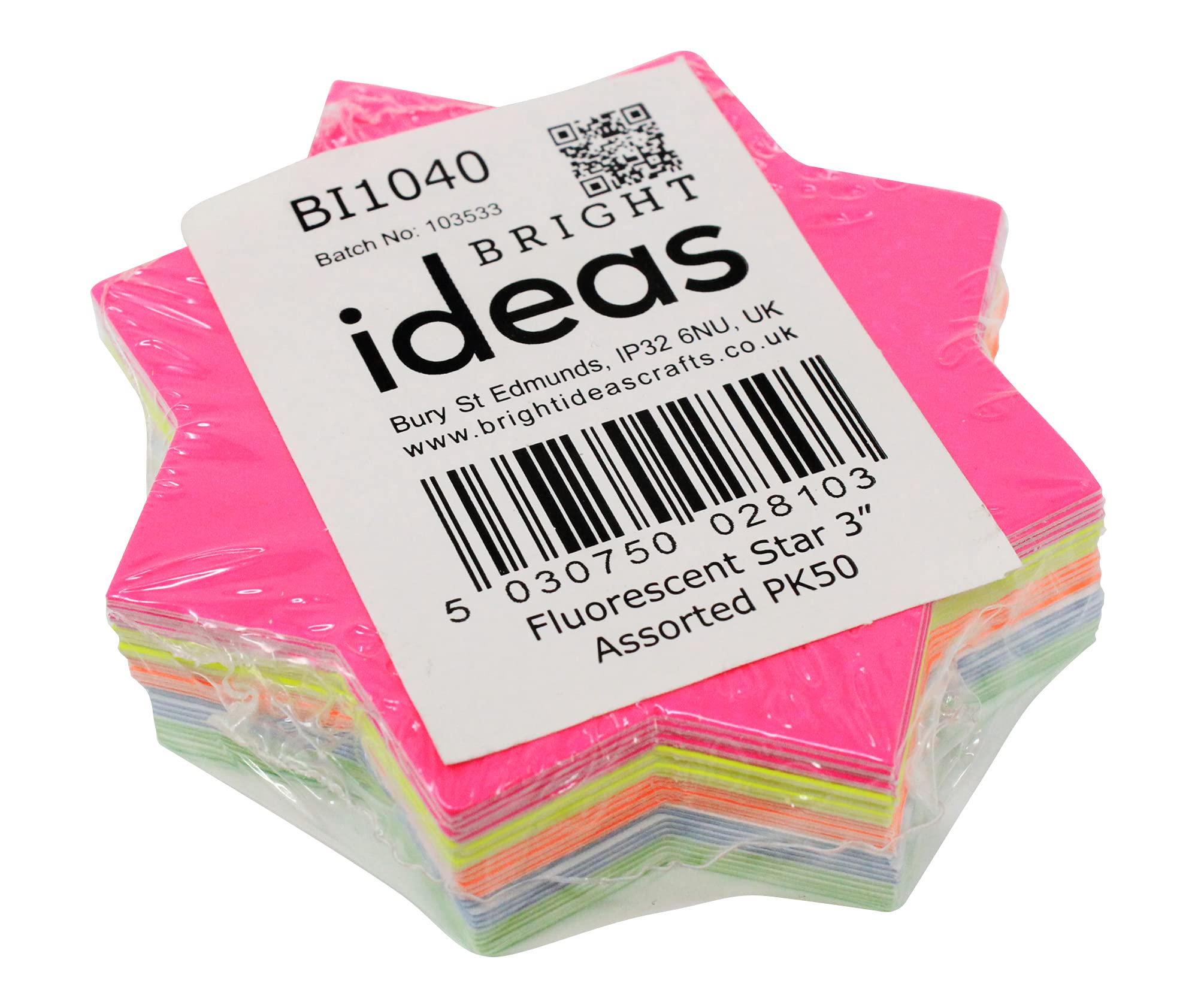 Bright Ideas Fluorescent Stars Message Signs - 3 Inch, Assorted Neon Colors, Pack of 50 4