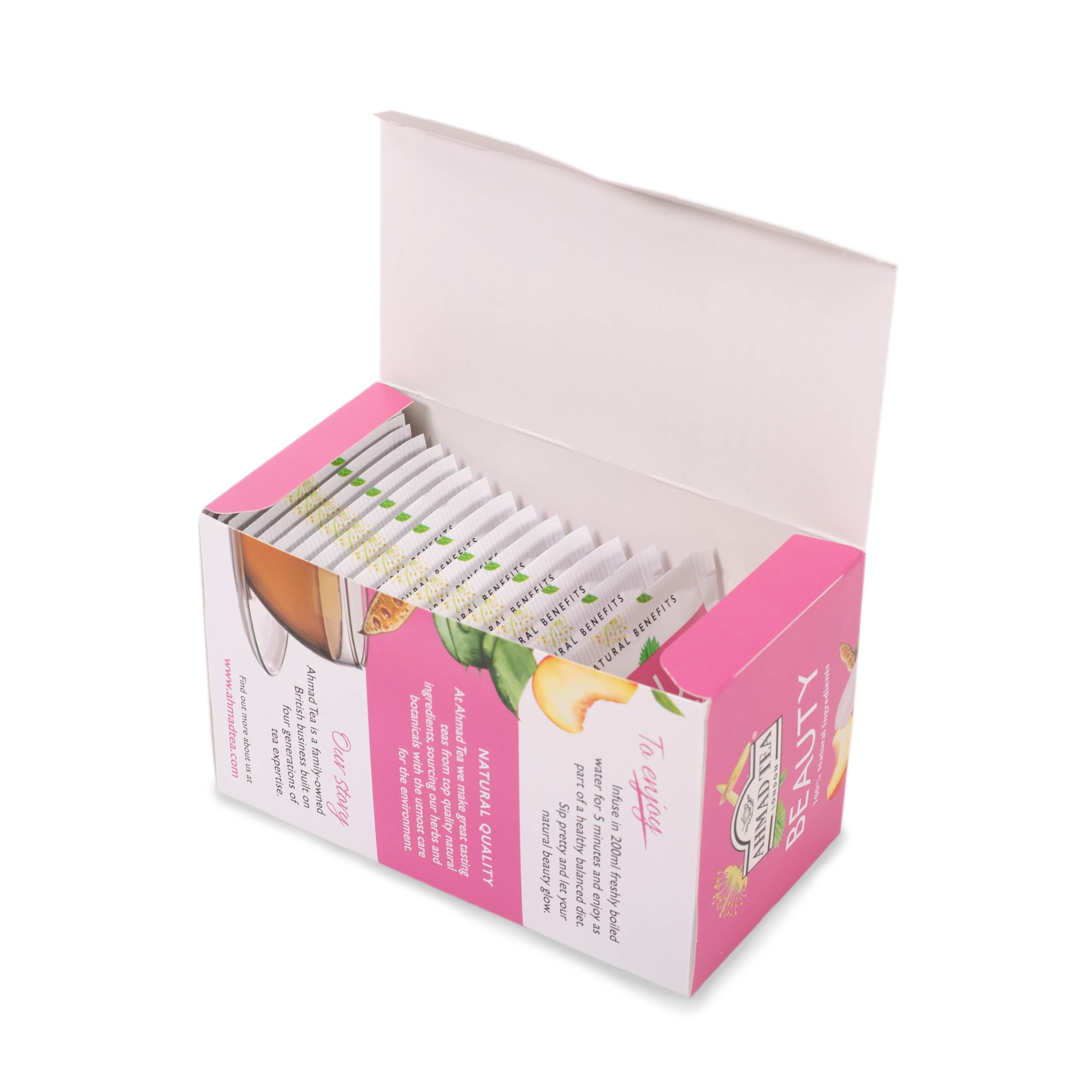 Ahmad Tea Natural Benefit Beauty Infusion Rooibos Tea with Peach, Carob & Rose Petals, 20 Count 2