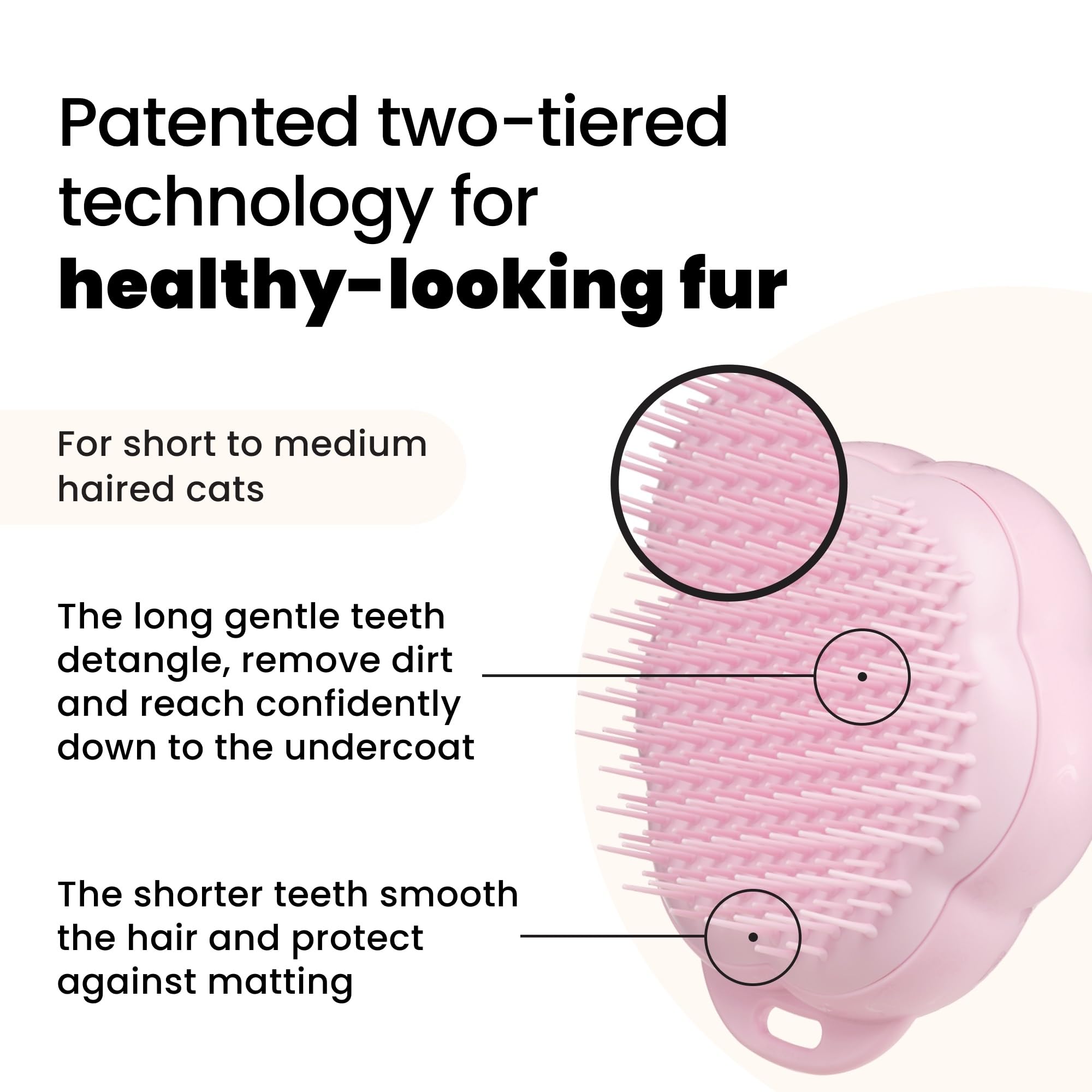 Tangle Teezer Pet Teezer Cat Brush - For Short to Medium Fur | Pink