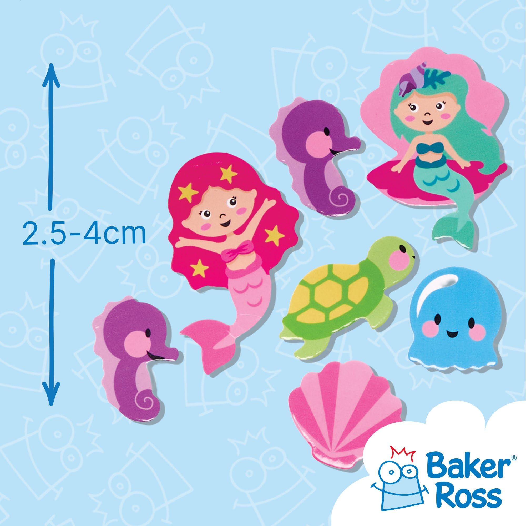 Baker Ross Mermaid Foam Stickers - Pack of 200, Self-Adhesive | 50 Assorted Styles | 25mm-40mm 3