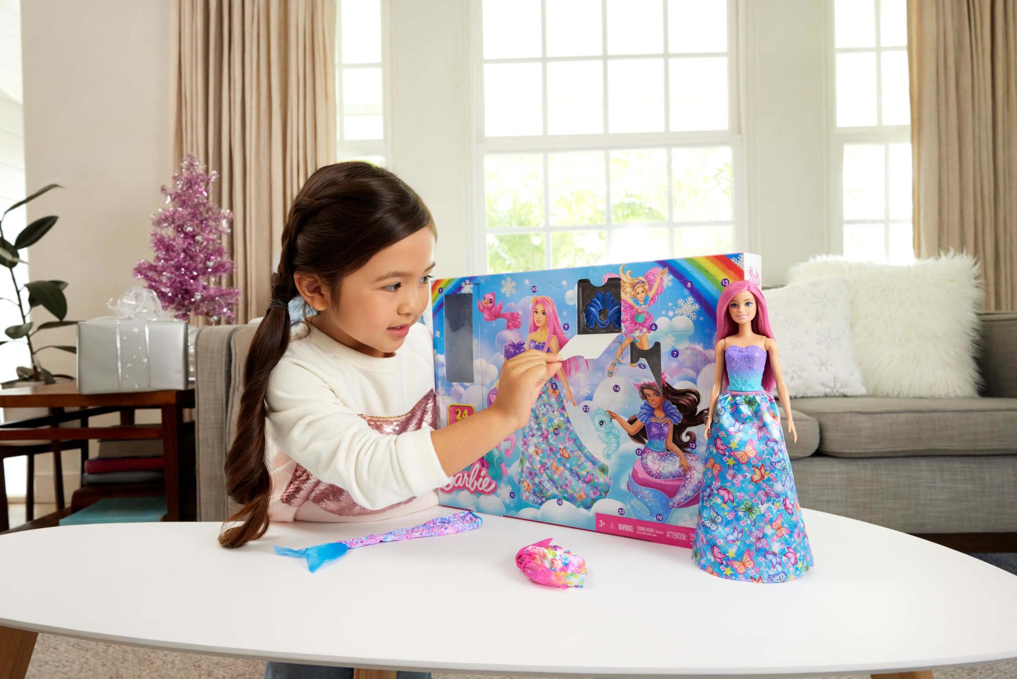 Barbie Advent Calendar with Doll & 24 Surprise Accessories - Mermaid, Fairy, Unicorn, 3 Pets, HRG90 4