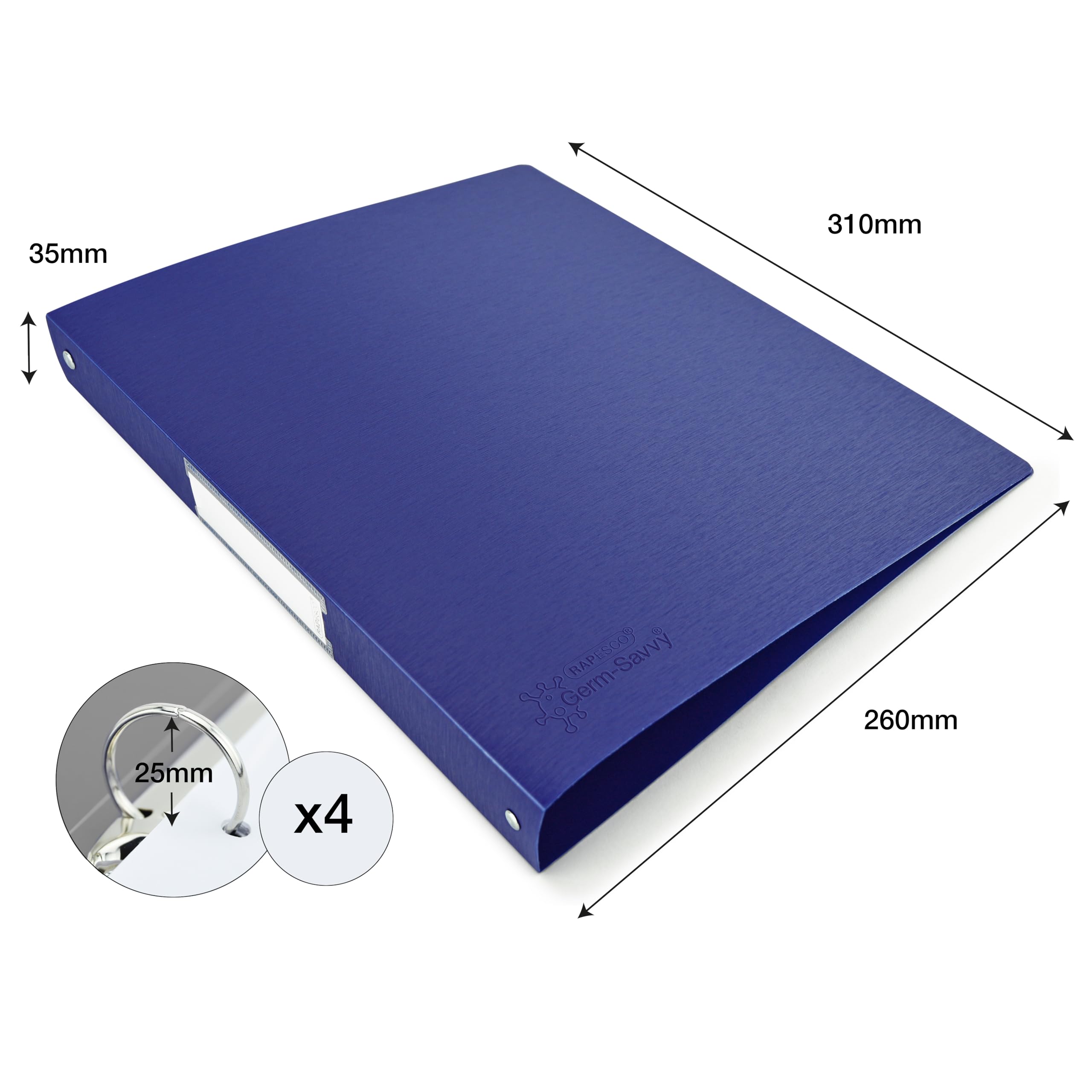 Rapesco 1814 O-Ring Binders, 4-Ring, 35mm Spine, A4, Pack of 10 Assorted Colours 6