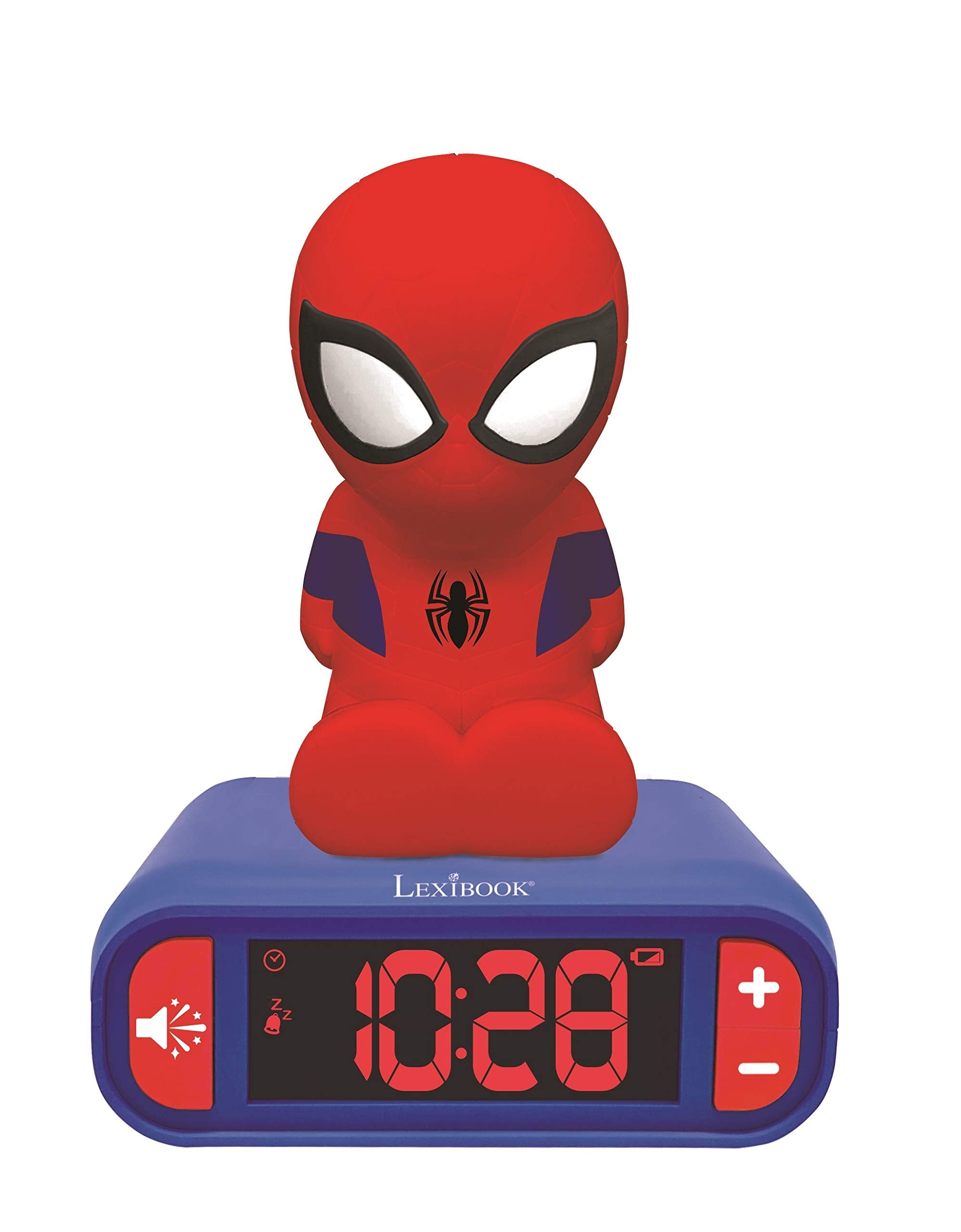 LEXIBOOK Spider-Man Digital Alarm Clock with Light-Up Feature and Sound Effects - Blue