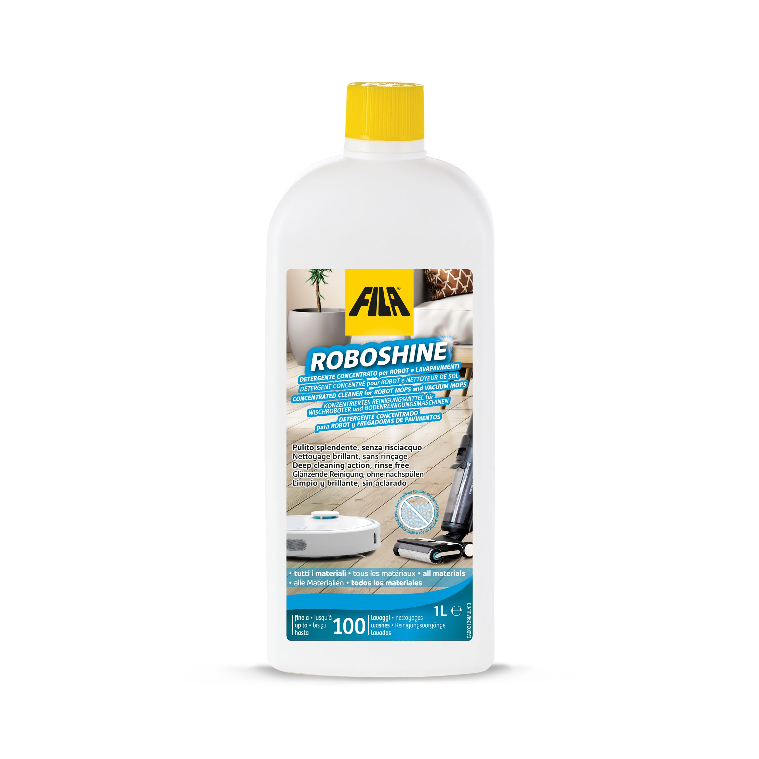 FILA Surface Care Solutions ROBOSHINE Robot Vacuum Cleaner Detergent | 1L | Spring Scent | Non-Foaming