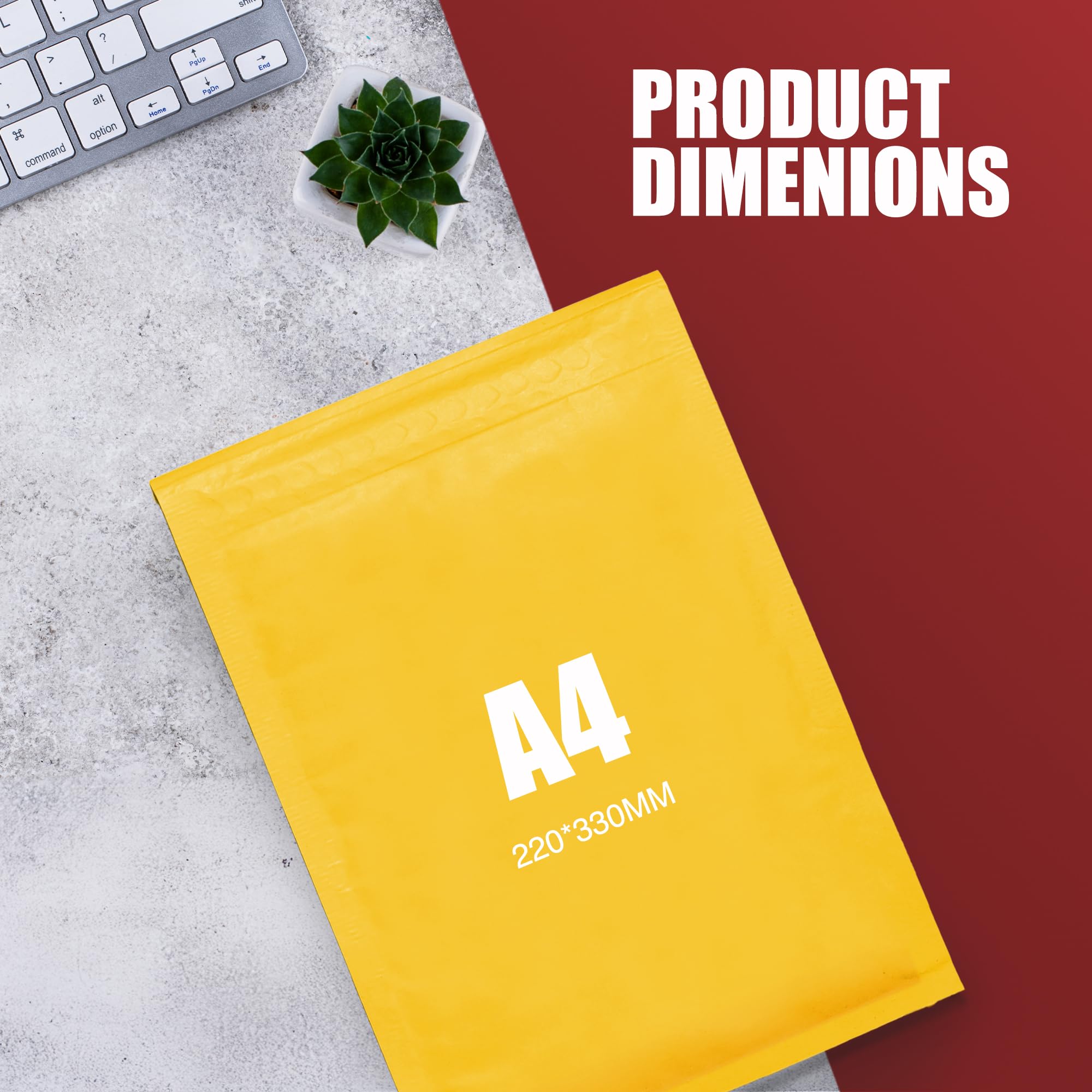 Merrimen A4 Padded Envelope Mailers - 10 Pack Gold Bubble Bags for Logistics & Cosmetics | 330x220mm 2