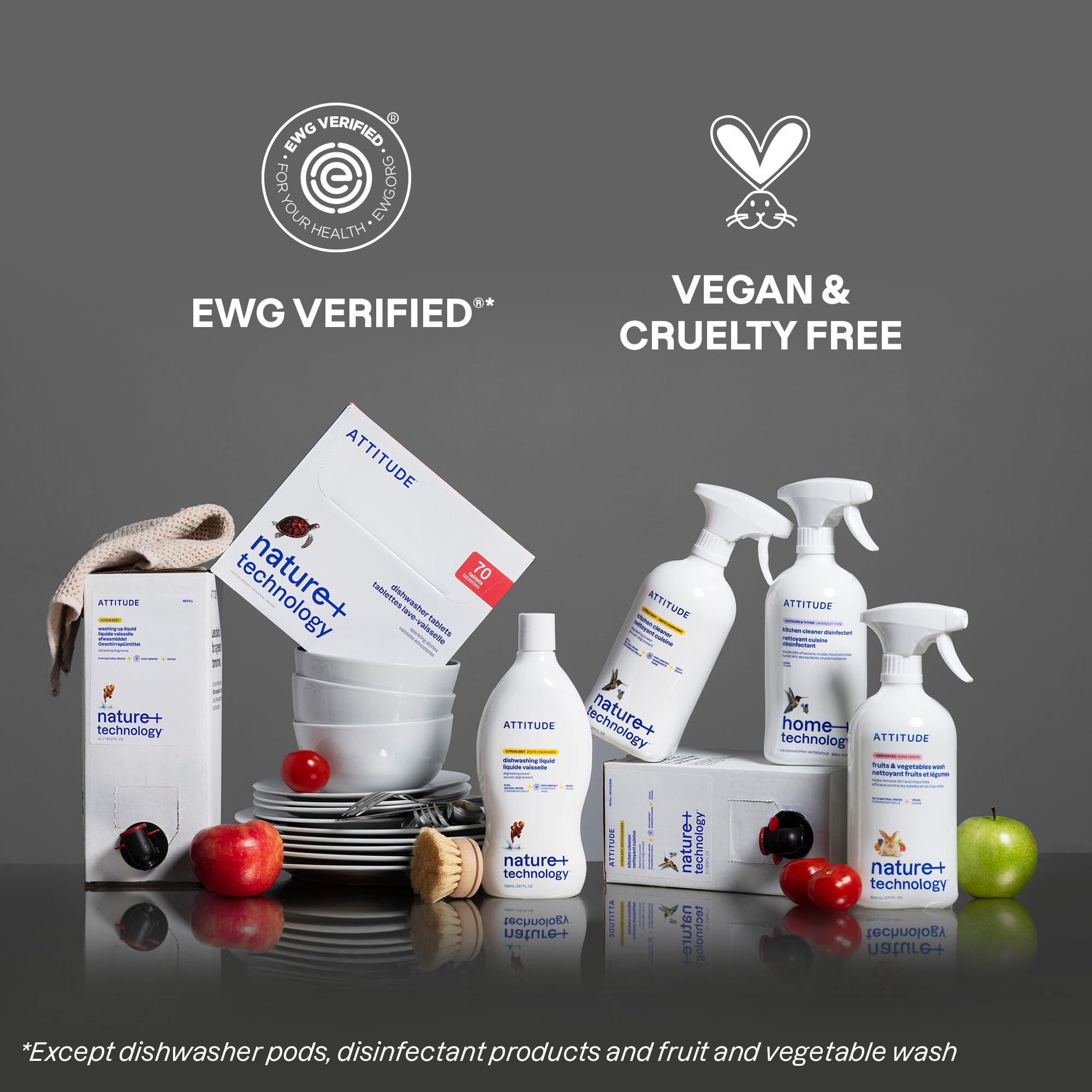 ATTITUDE EWG Verified Plant-Based Unscented Washing-Up Liquid | 700 ml | Streak Free 6