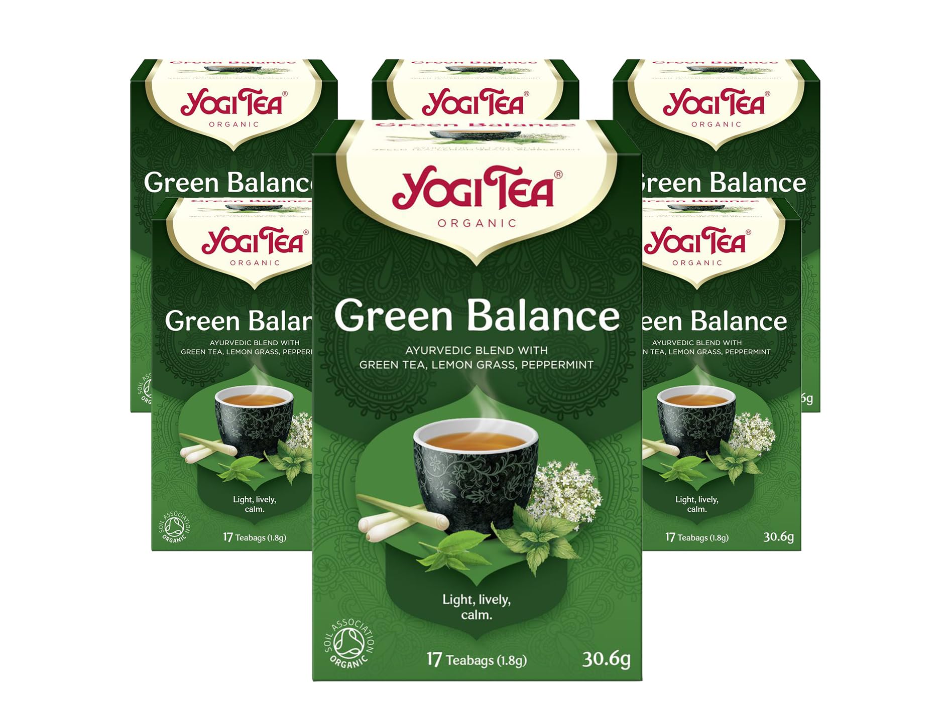 YOGI TEA - Green Balance Organic Herbal Tea, Blend of Green Tea, Lemongrass & Peppermint, 6 x 17 Tea Bags (102 Total) 1
