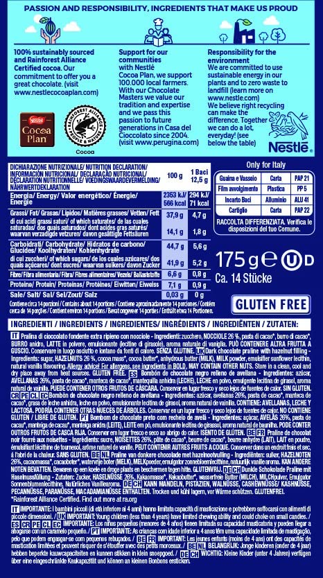 BACI Original Dark Bijou - Chocolate Truffles with Hazelnut, Gluten Free, 175g