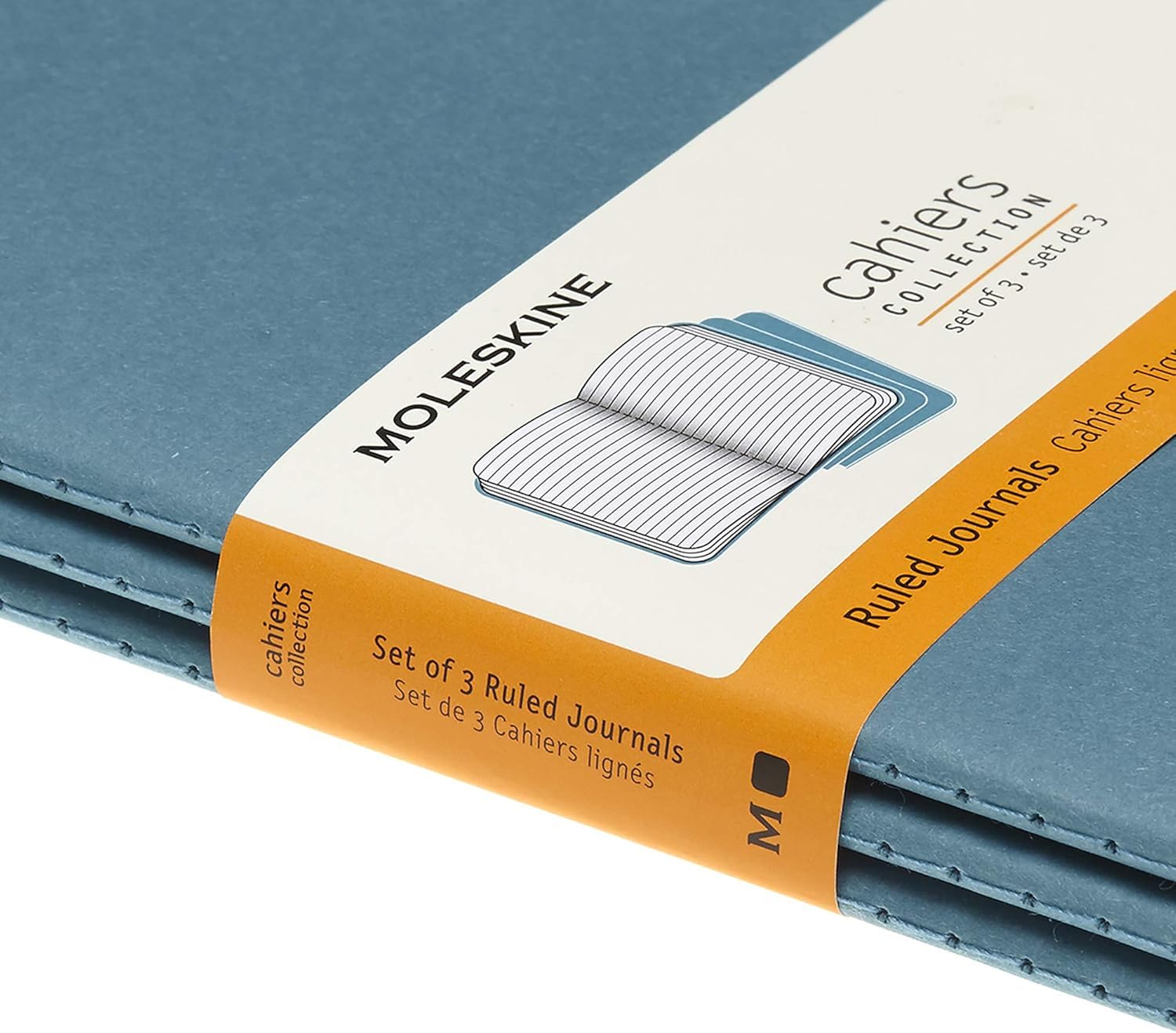 Moleskine Cahier Journal - Set of 3 Ruled Notebooks | Brisk Blue | Large Size 7