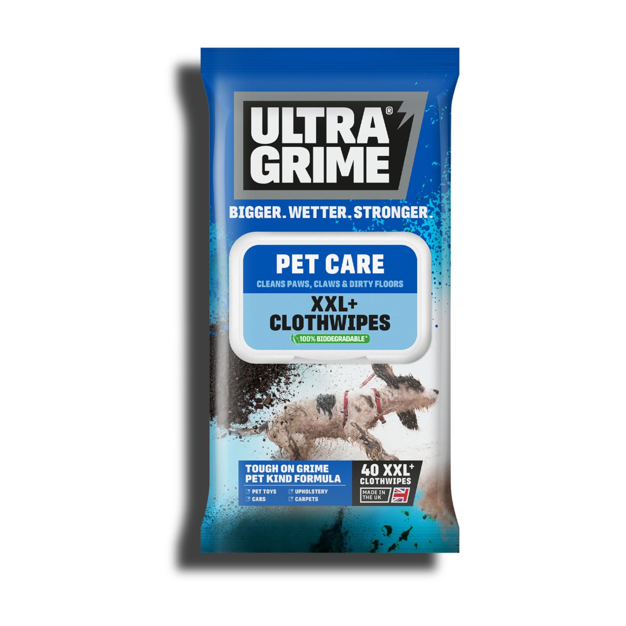 UltraGrime Pet Cleaning Wipes for Dogs & Cats - Extra Large, 40 Count, No Scent