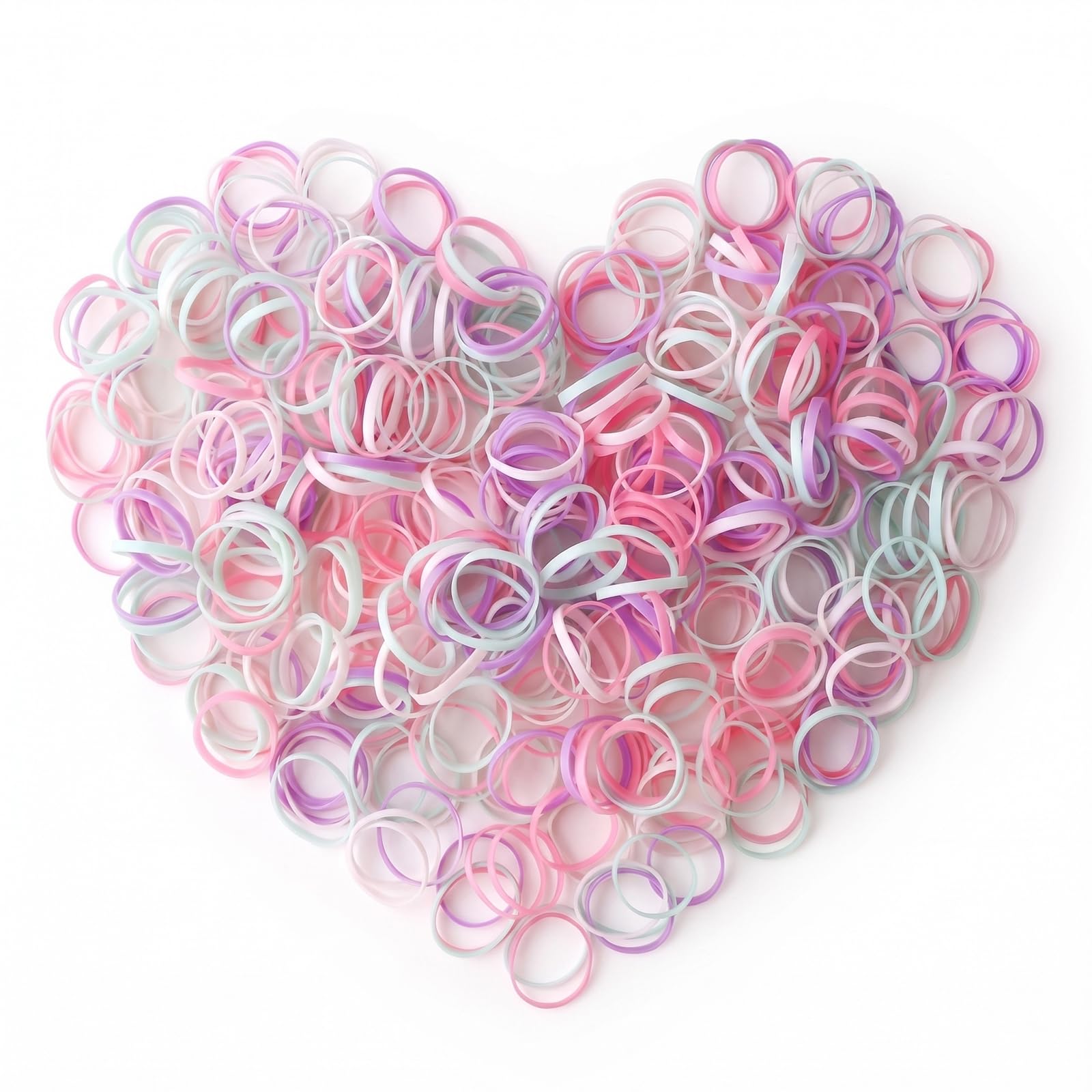Muexoee Violet Hair Elastics - Gentle Hold Rubber Bands for All Hair Types | 500 Pack