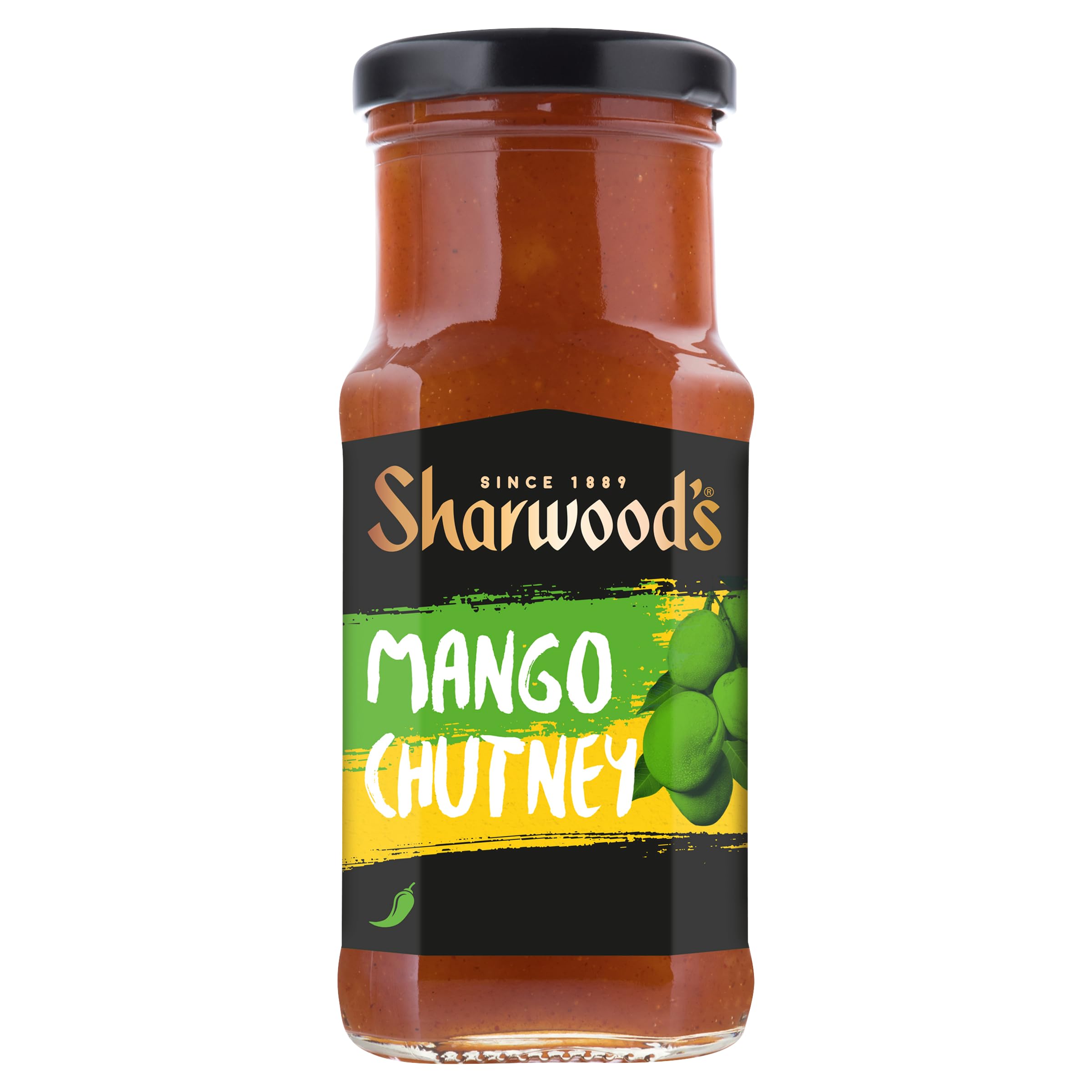 Sharwood's Indian Green Label Mango-Chutney – Süß &amp; Scharf, 530-g-Glas