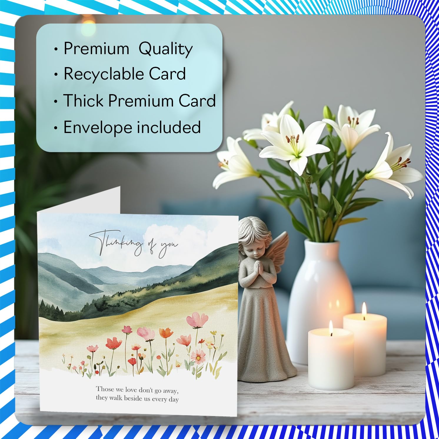 Stuff4 Watercolour Floral Countryside Sympathy Card for Men & Women | 145mm x 145mm 3