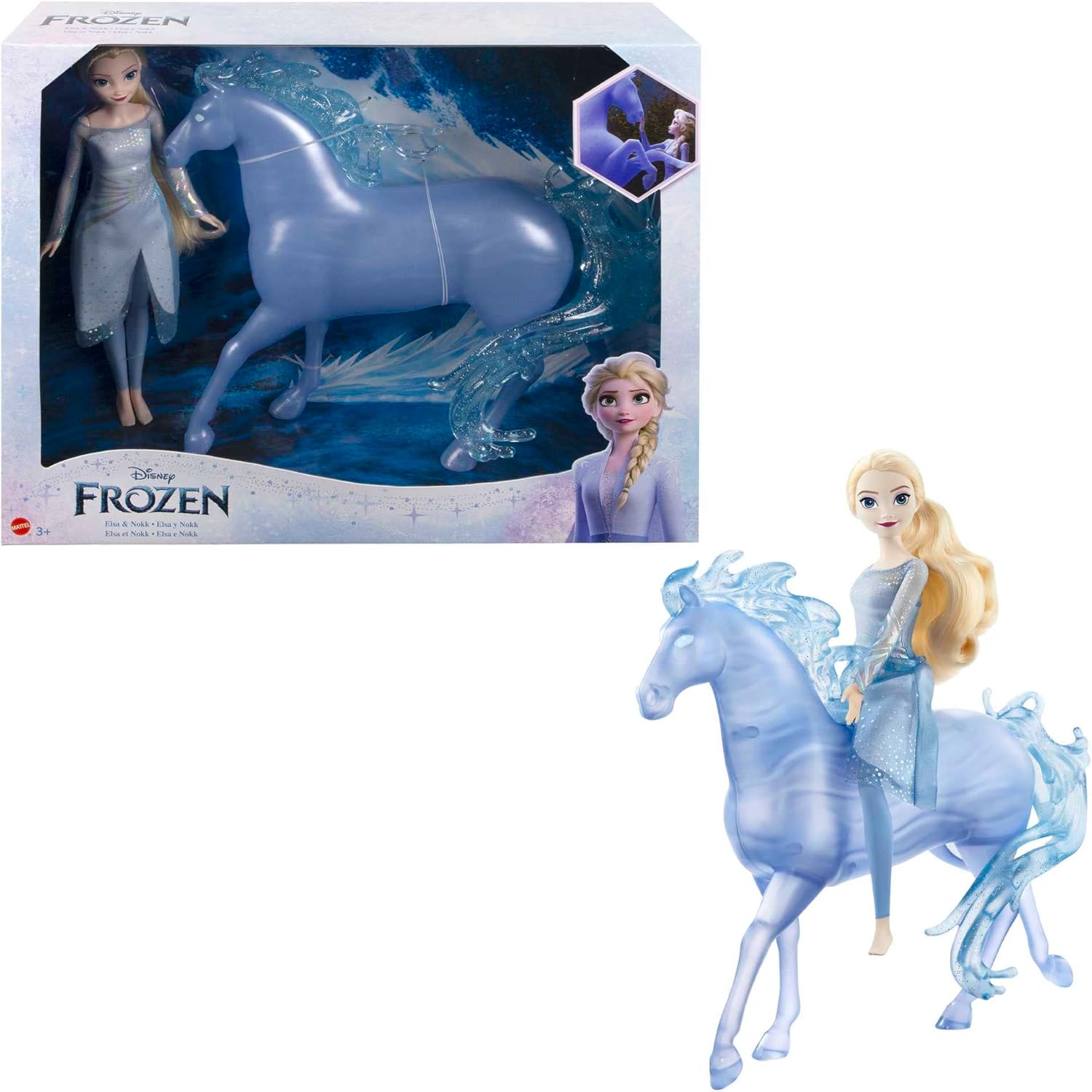 Disney Frozen 2 Elsa Fashion Doll with Water Nokk Figure - Posable Doll & Mythical Horse Playset for Kids 1