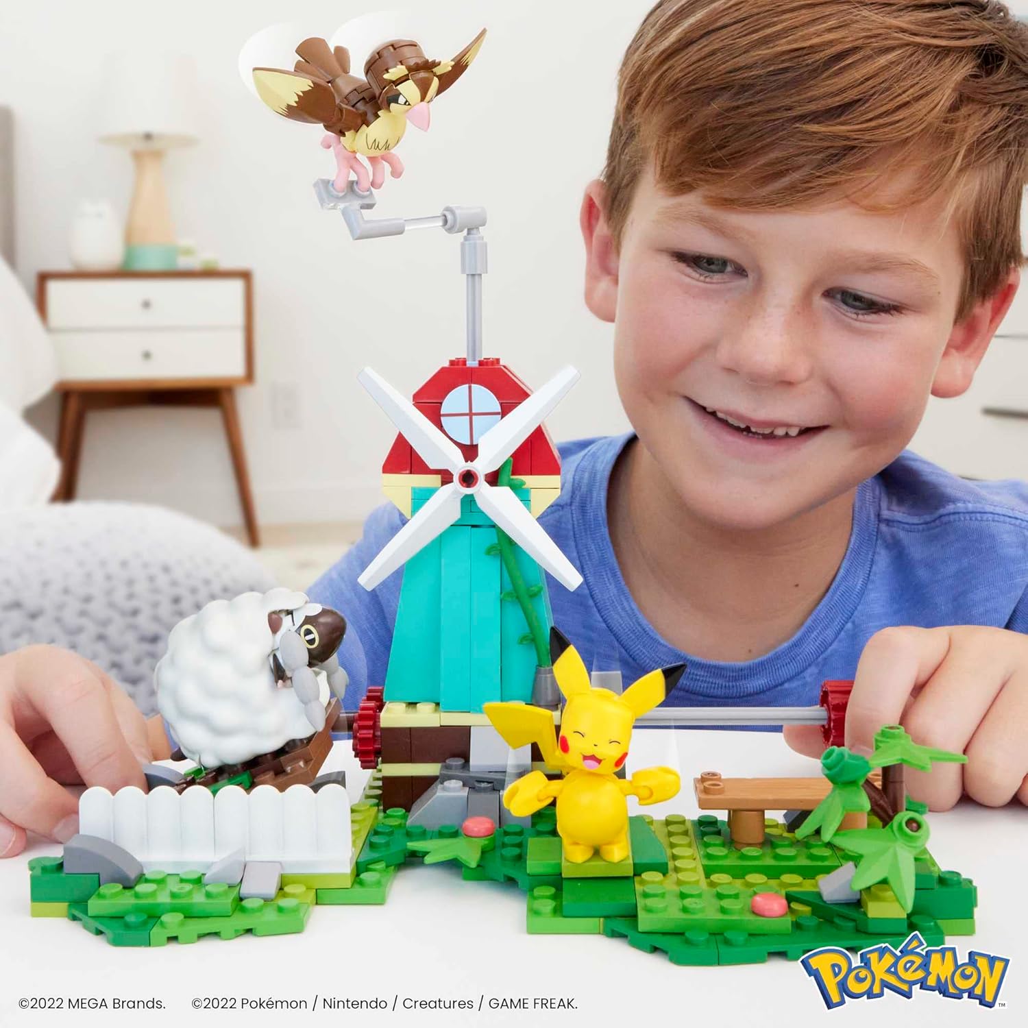 MEGA Pokémon Kids Building Toys - 240-Piece Countryside Windmill with Motion Brick, Pikachu, Pidgey & Wooloo Figures 2
