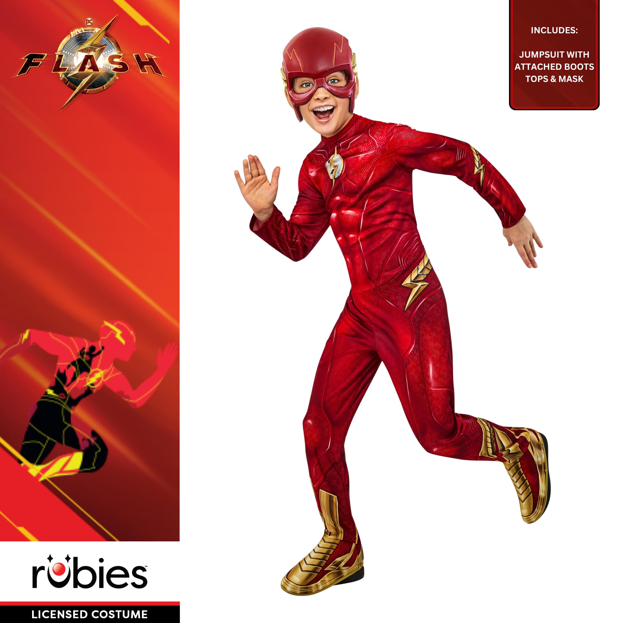 Rubies The Flash Classic Child Costume - Jumpsuit, Boot Tops, Mask | Xsmall, 5-6 Years 3