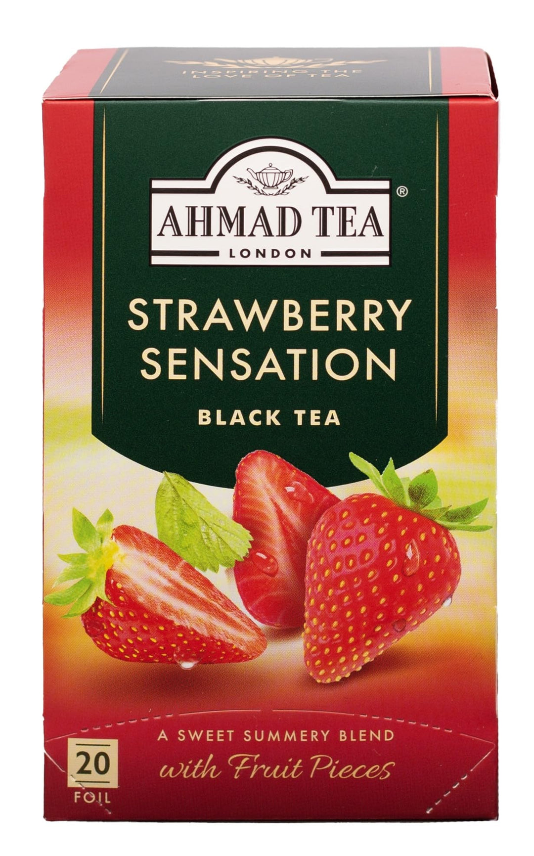 Ahmad Tea Strawberry Sensation - Fruit-Flavoured Black Tea (20 Teabags)