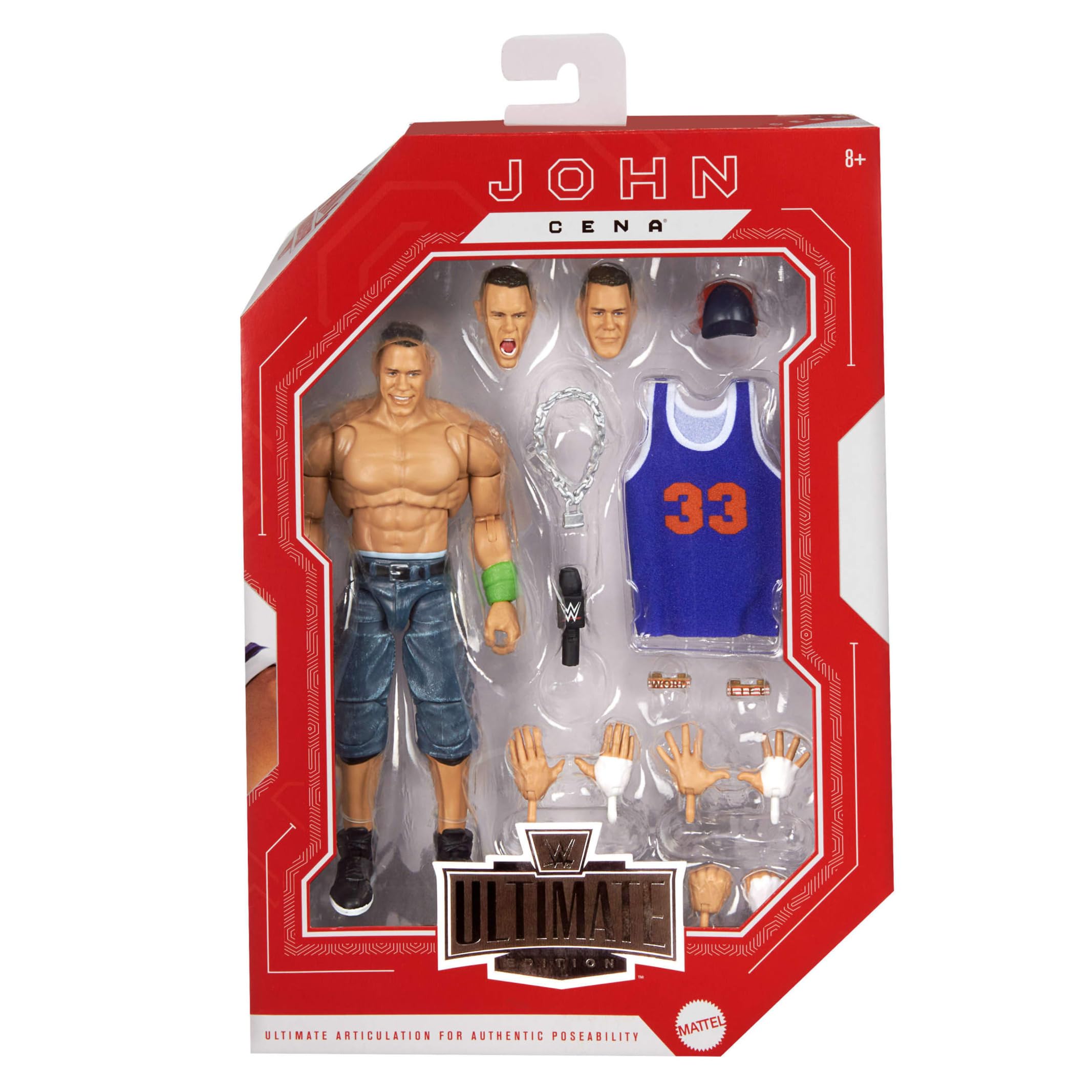 Mattel WWE Ultimate Edition John Cena 6-inch Action Figure & Accessories - 30+ Points of Articulation, Swappable Parts