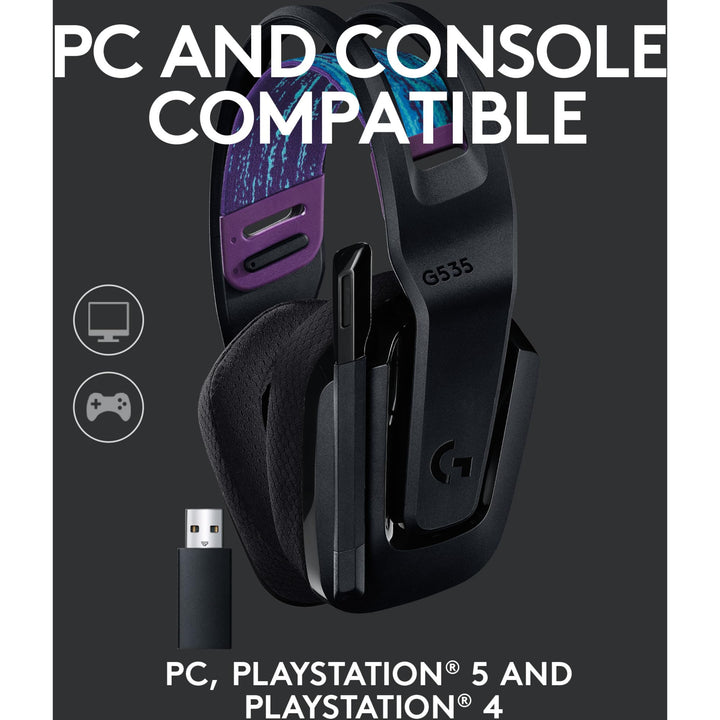 Logitech G G535 LIGHTSPEED Wireless Gaming Headset - 40mm Drivers, Lightweight 236g, USB Plug & Play for PC and PlayStation