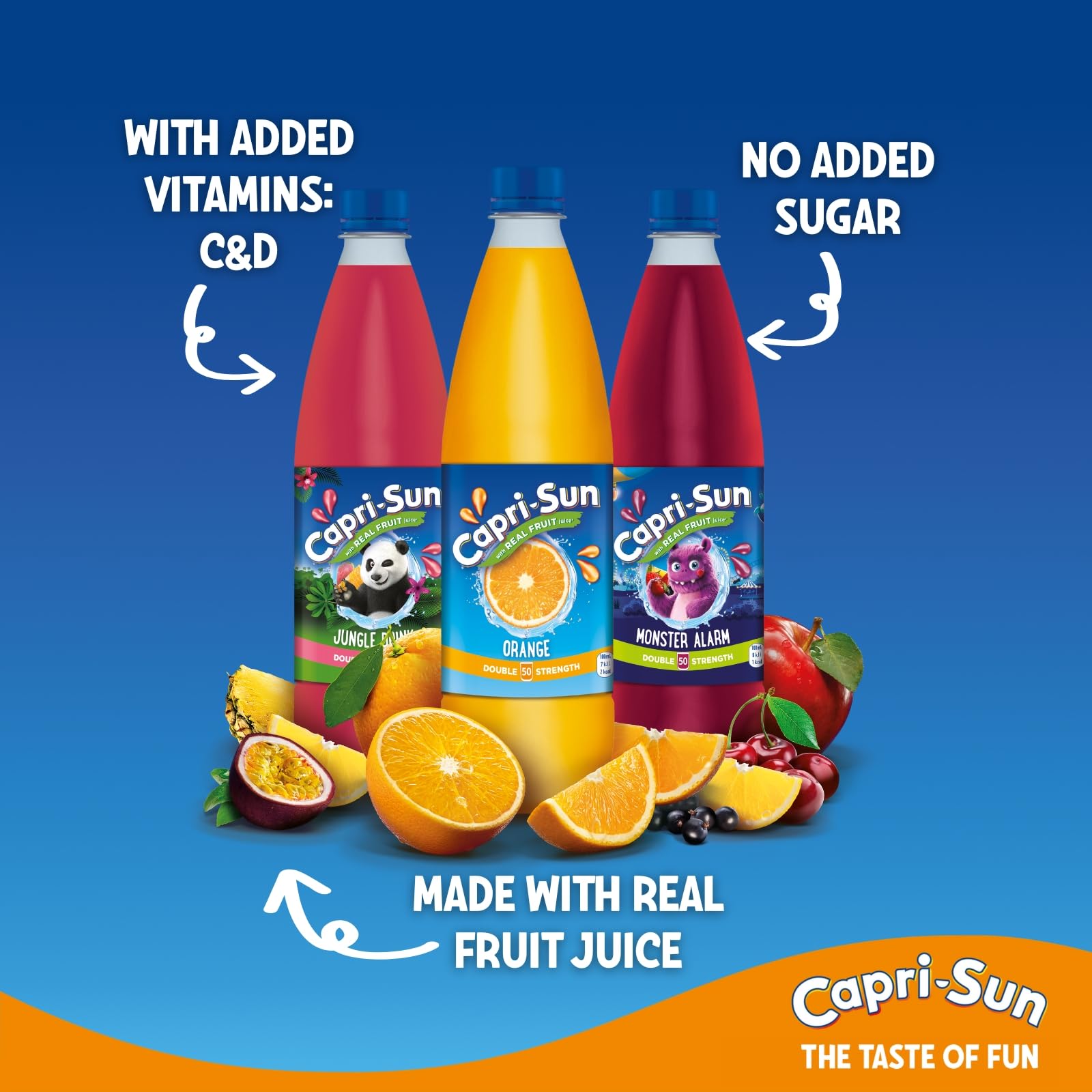 Capri-Sun Double Strength Orange Squash (1 Litre) - No Added Sugar - Made with Real Fruit Juice 2