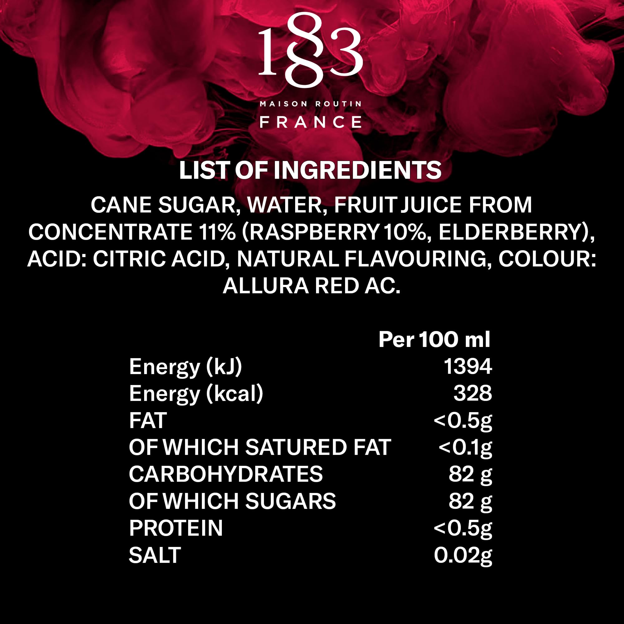 1883 MAISON ROUTIN Premium Raspberry Syrup - Pure Cane Sugar, Real Fruit Juice | 1 L 3