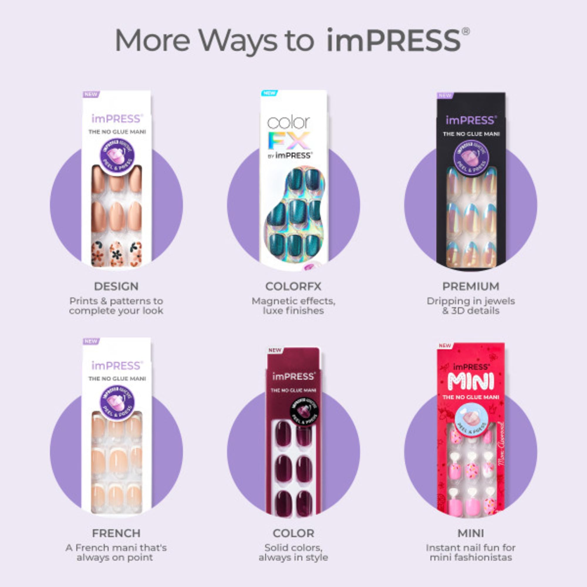KISS imPRESS Color Press On Nails - Frosting Solid White | Short Squoval | 33 Ct. 6