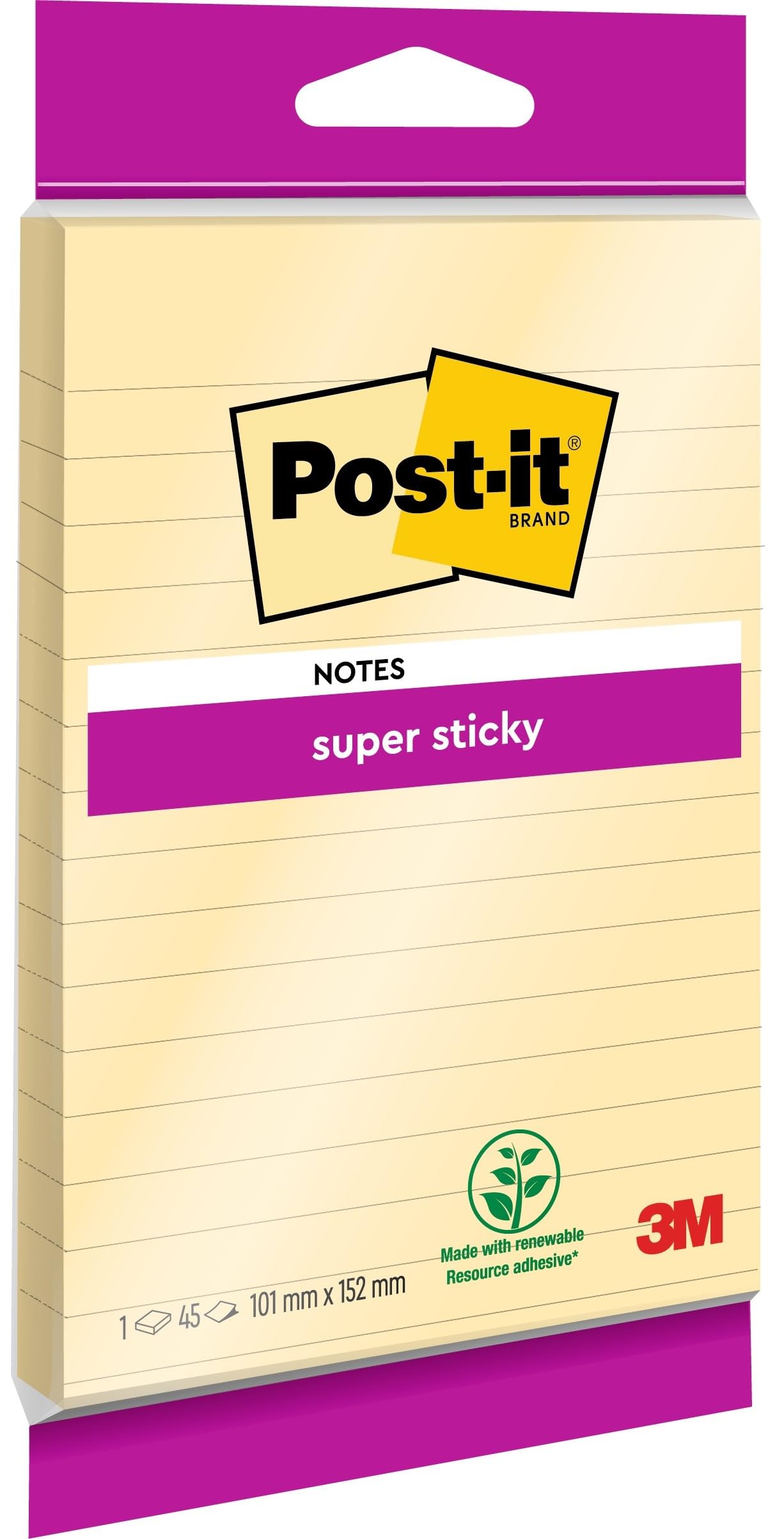 Post-it Super Sticky Lined Notes - Canary Yellow | 102 x 152 mm | Model 703195