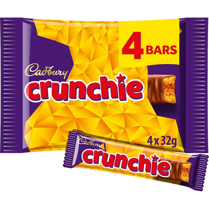Cadbury Crunchie Milk Chocolate Bar with Honeycomb Centre - 4 x 32g Multipack