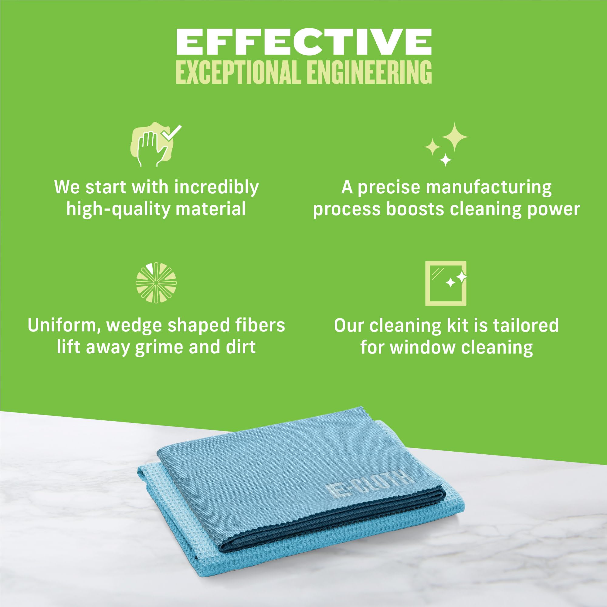 E-Cloth Window Cleaner Kit - Streak-Free Microfiber Cloth Set | Alaskan Blue | 3-Year Promise