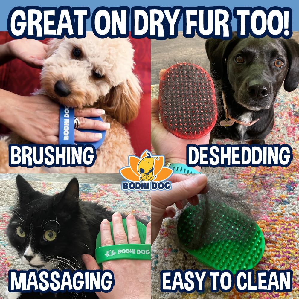 Bodhi Dog Grooming Shampoo Brush - Soothing Massage Rubber Bristles | Wet/Dry Use 4